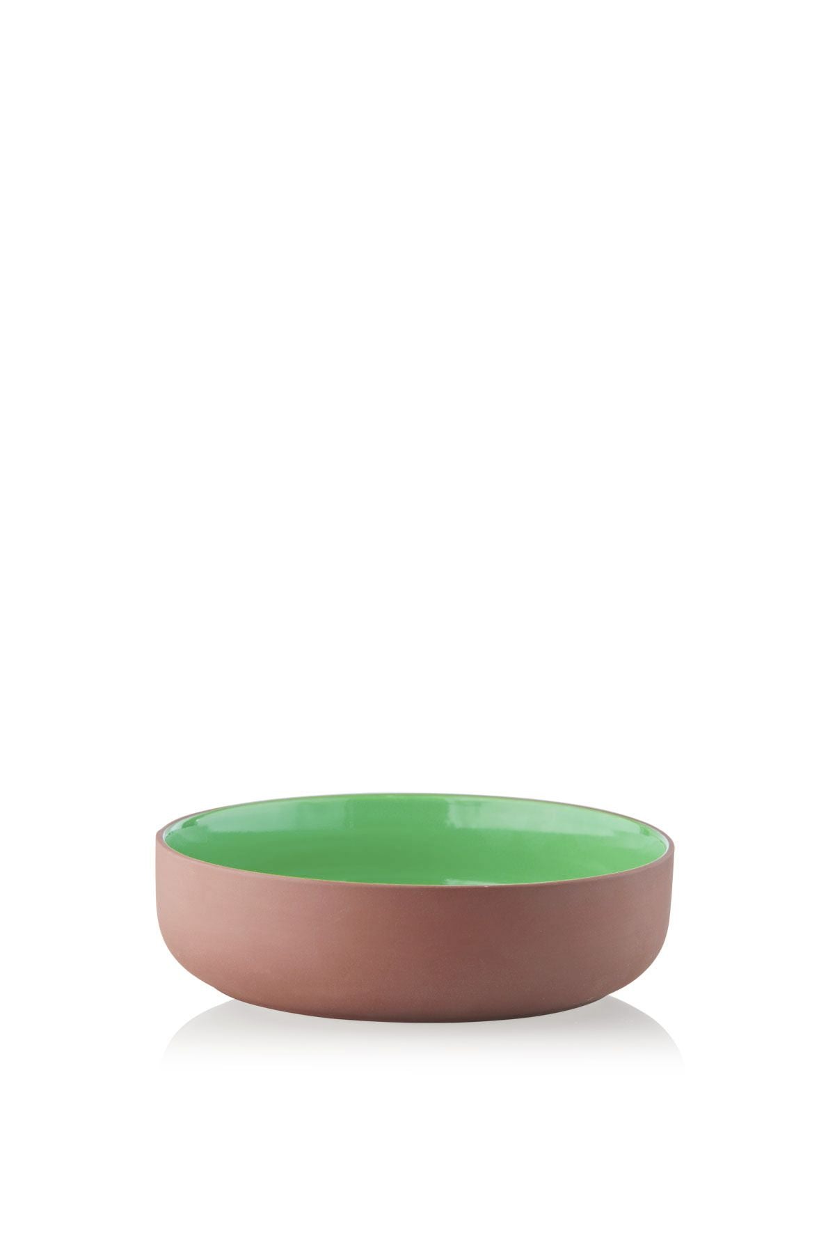 Studio om Clayware Serving Bowl, Terracotta/Green