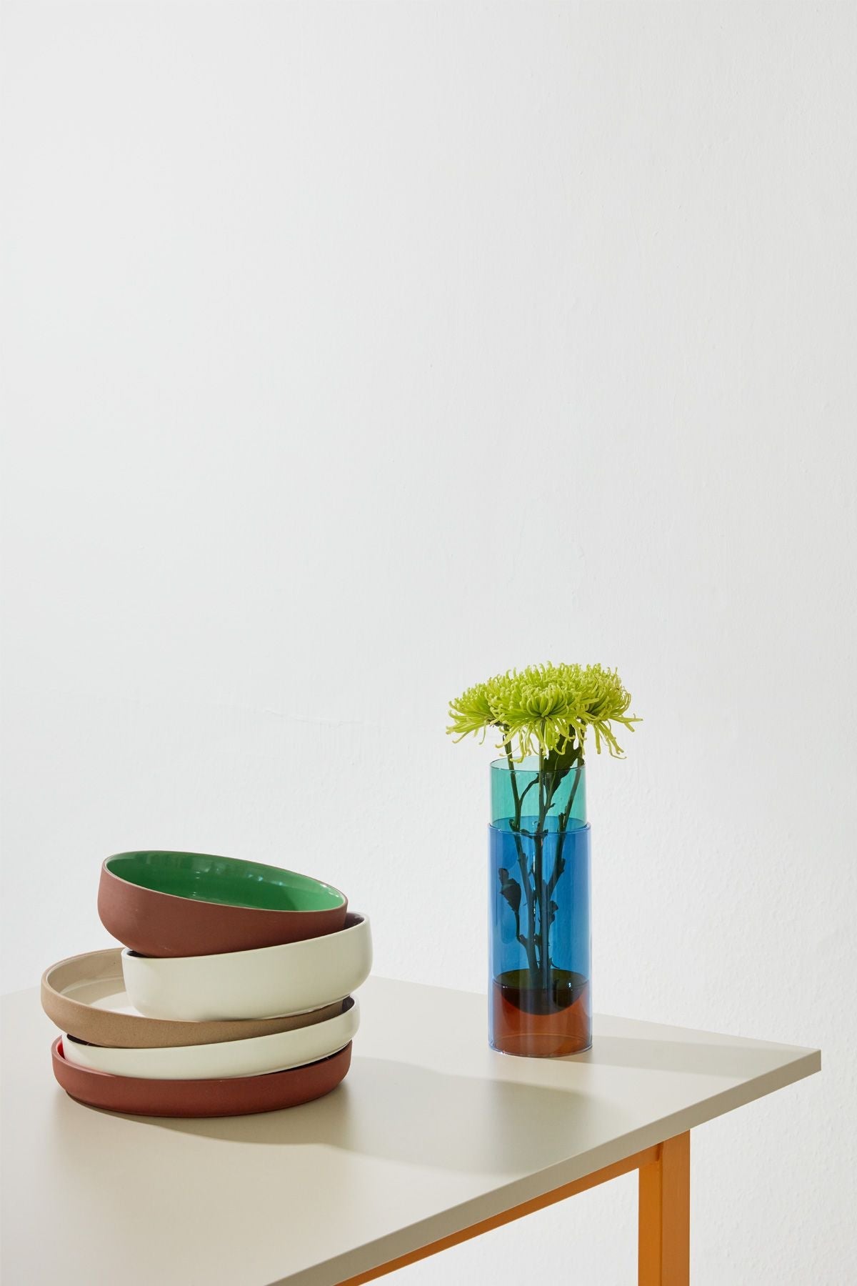 Studio om Clayware Serving Bowl, Terracotta/Green