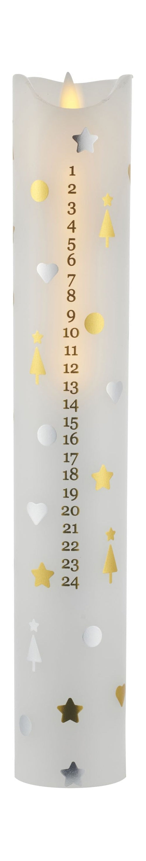 Sirius Sara kalenderljus Ø4,8x H29cm, söt jul, vit
