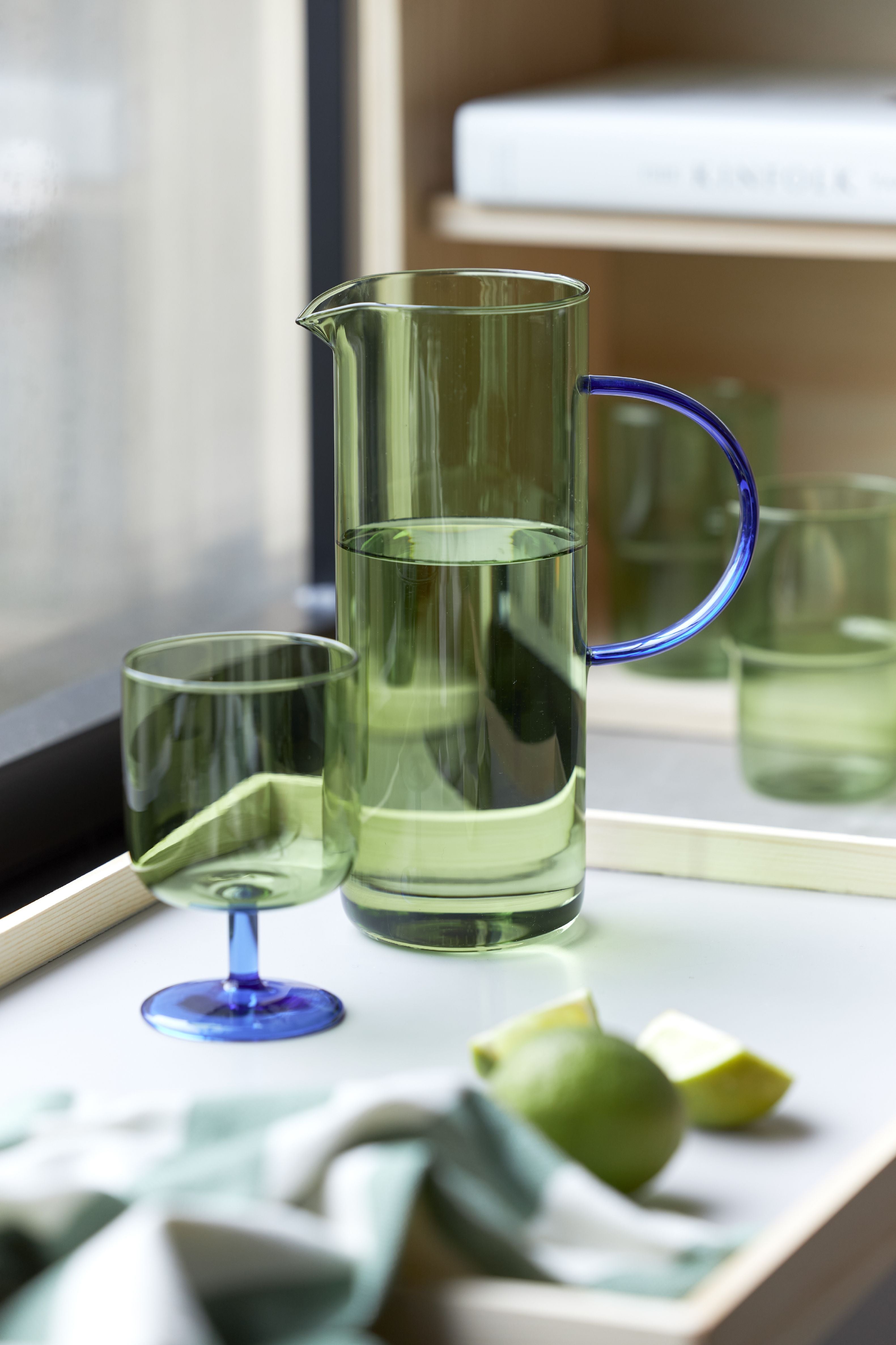 Lyngby Glas Torino glas kanna 1,1 L, grön/blå