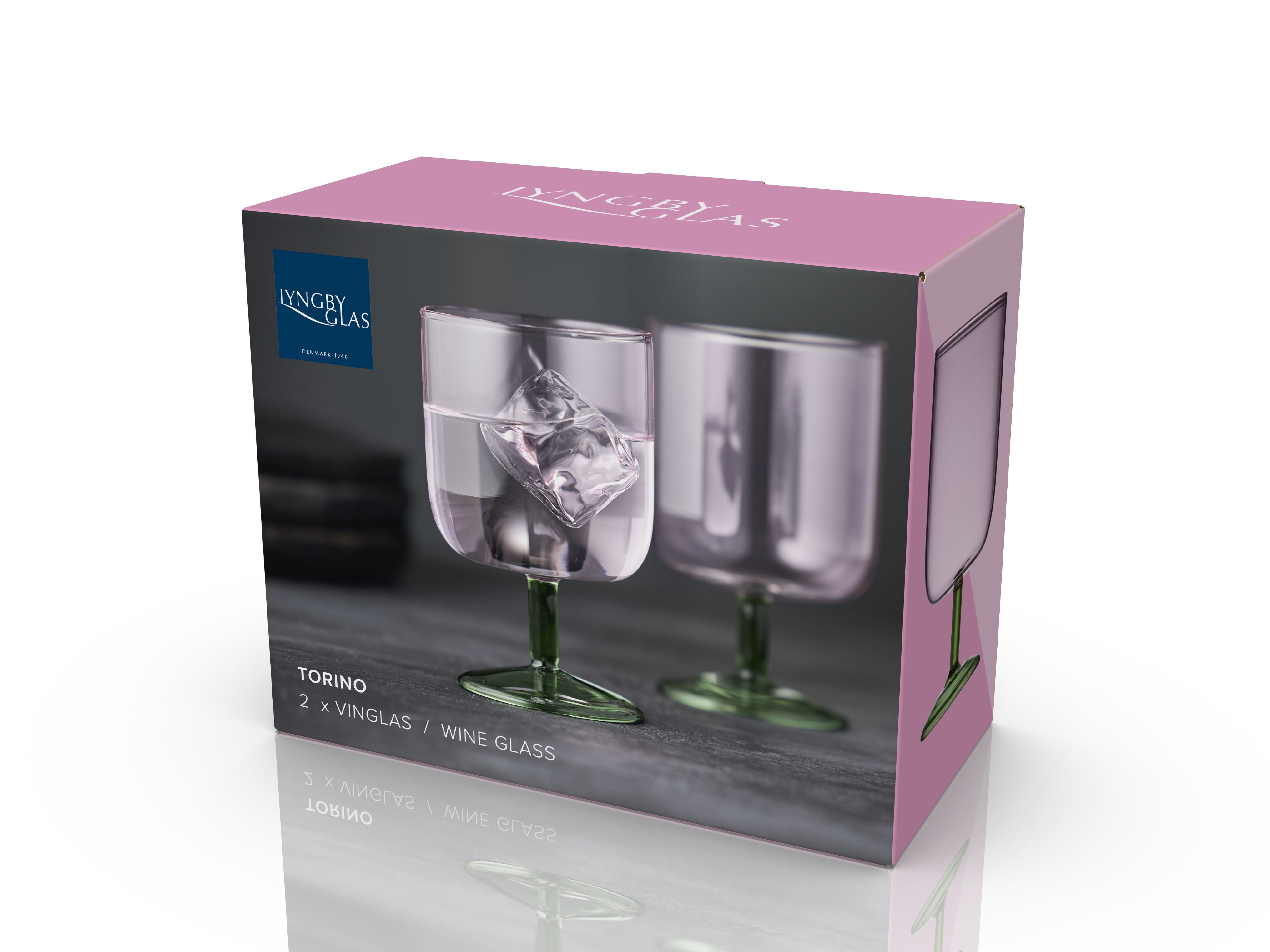 Lyngby Glas Torino Weinglas 30 Cl 2 PCs, rosa/grün