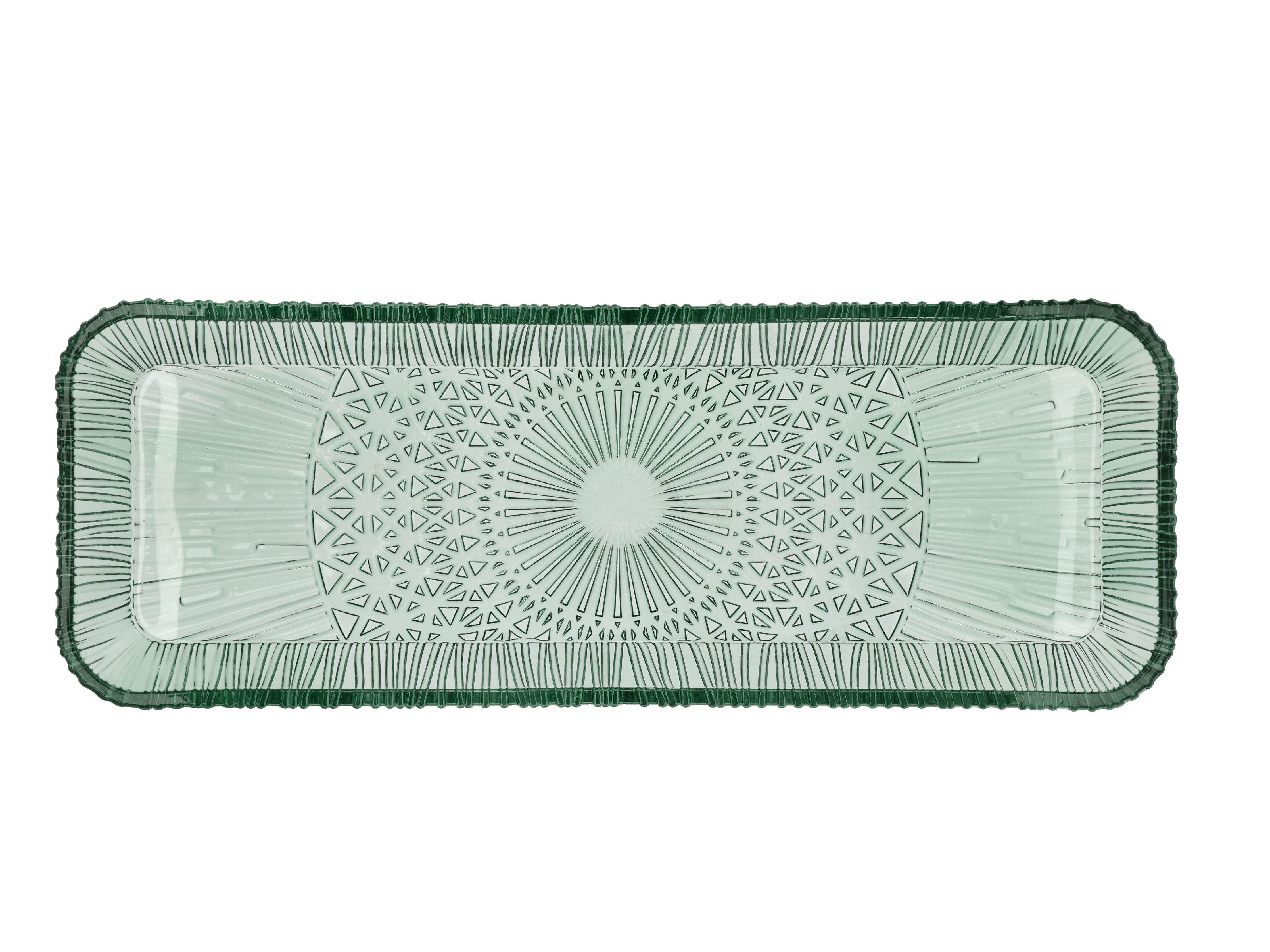 Bitz Kusintha servant plat rectangulaire 38 x 14 x 3 cm, vert