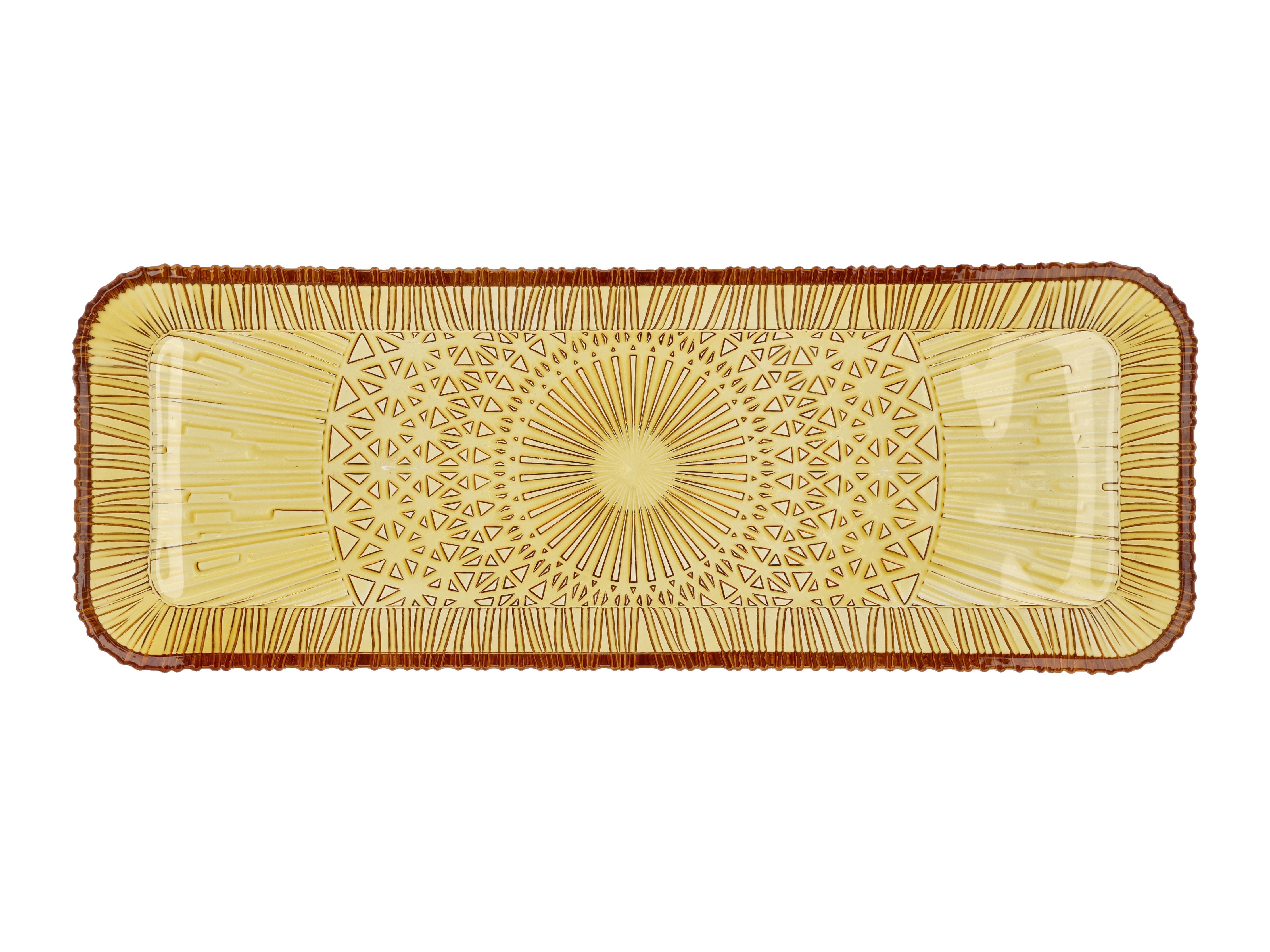 Bitz Kusintha servant plat rectangulaire 38 x 14 x 3 cm, ambre