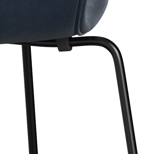 Fritz Hansen 3107 chaise complète complète, noir / belfast en velours gris bleu