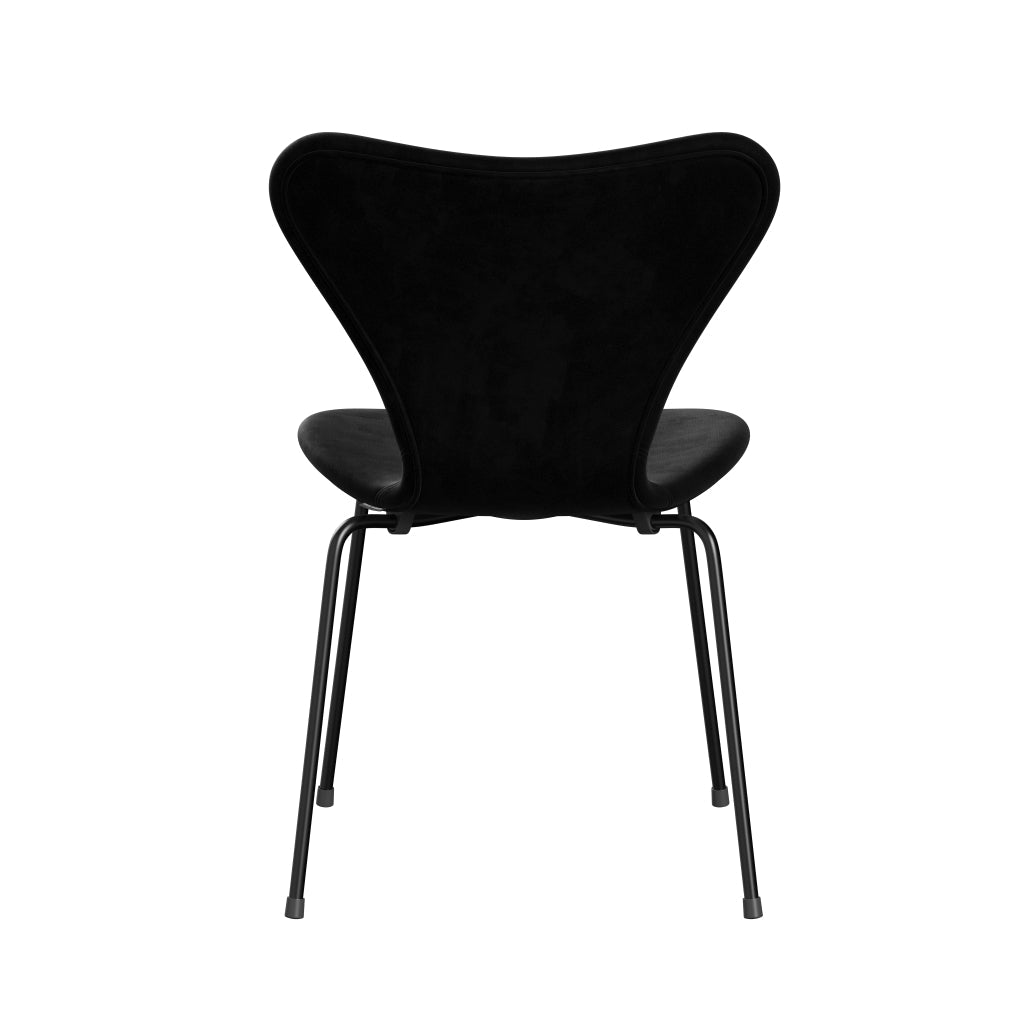 Fritz Hansen 3107 chaise complète complète, noir / belfast en velours noir noir