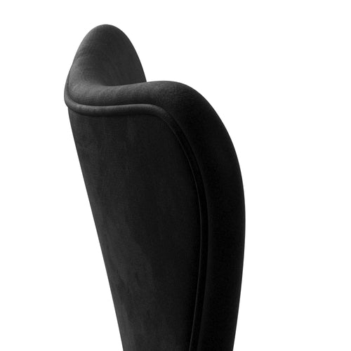 Fritz Hansen 3107椅子全套装饰，黑色/贝尔法斯特天鹅绒夜黑色