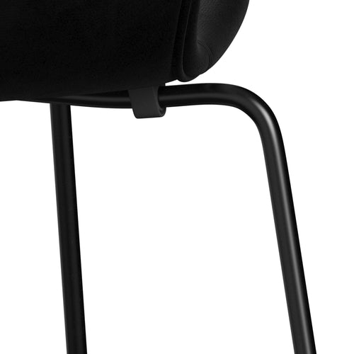 Fritz Hansen 3107 chaise complète complète, noir / belfast en velours noir noir