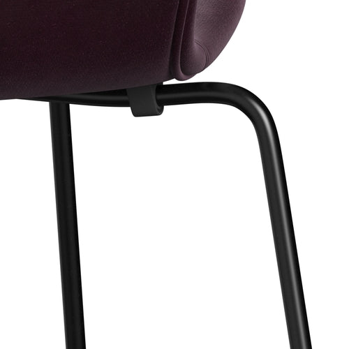 Fritz Hansen 3107 Chair Full Upholstery, Black/Belfast Velvet Dark Plum