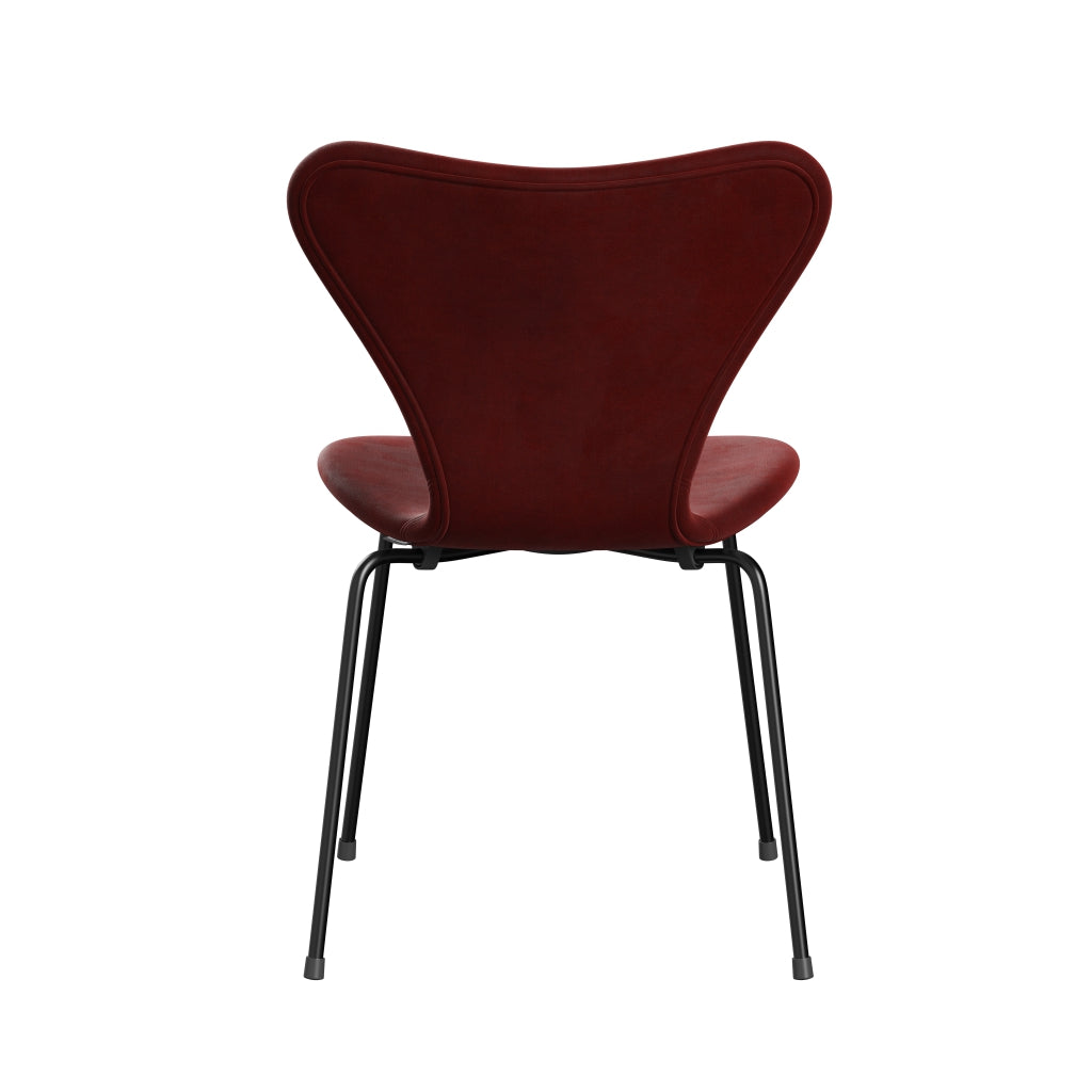 Fritz Hansen 3107 chaise complète complète, Black / Belfast Velvet Autumn Red