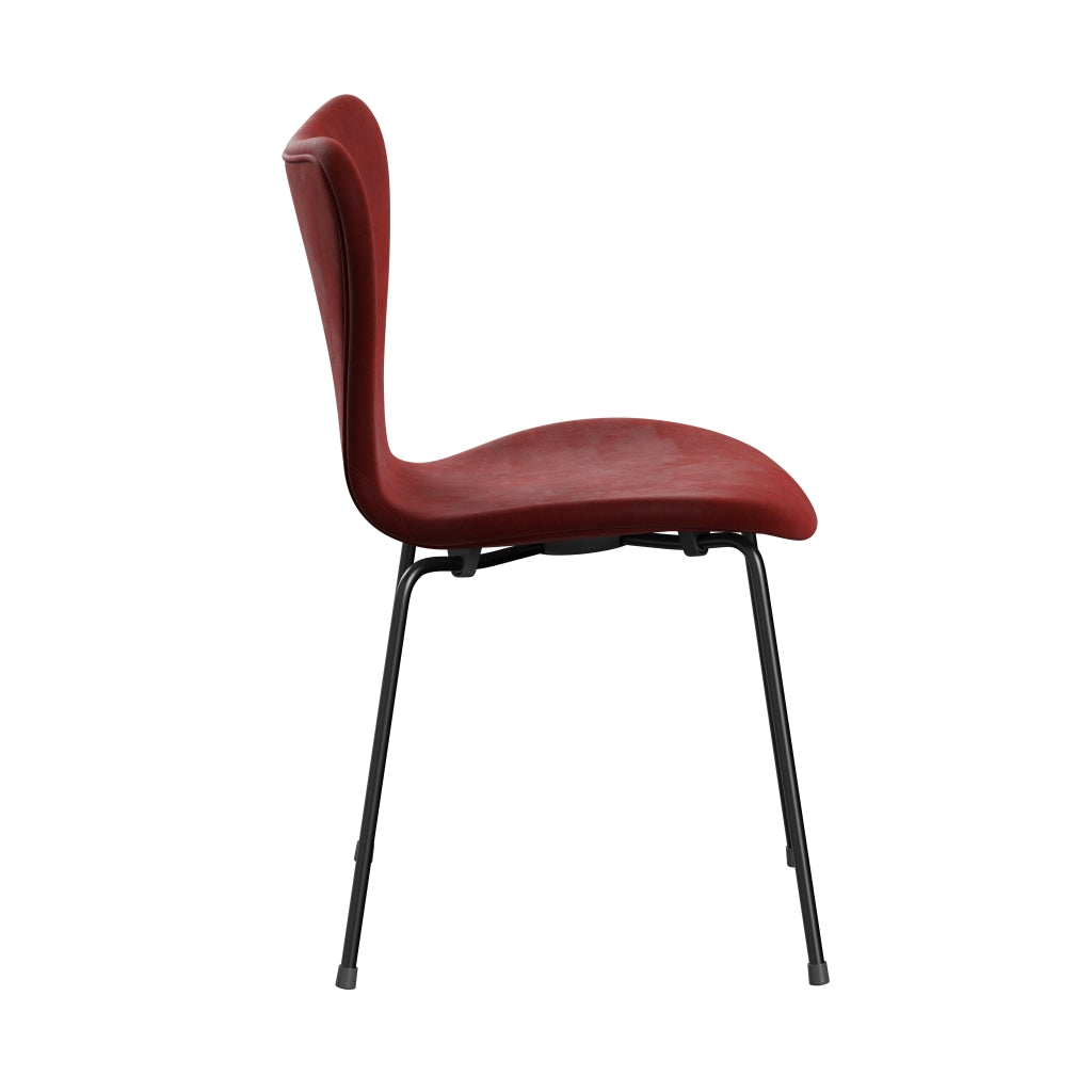 Fritz Hansen 3107 chaise complète complète, Black / Belfast Velvet Autumn Red