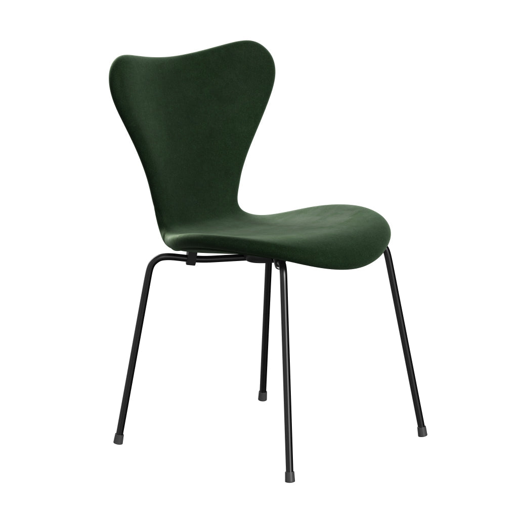 Fritz Hansen 3107 chaise pleine d'ameublement, noir / belfast en velours vert