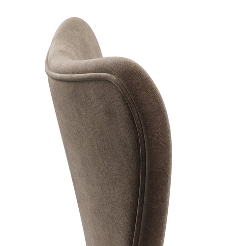Fritz Hansen 3107椅子全套装饰，黑色/贝尔法斯特天鹅绒灰棕色