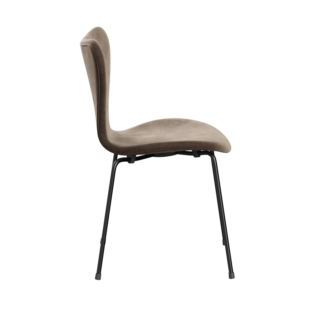 Fritz Hansen 3107 chaise complète complète, brun gris en velours noir / belfast