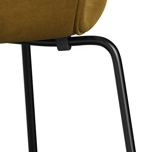 Fritz Hansen 3107 chaise complète complète, Ochère doux en velours noir / Belfast