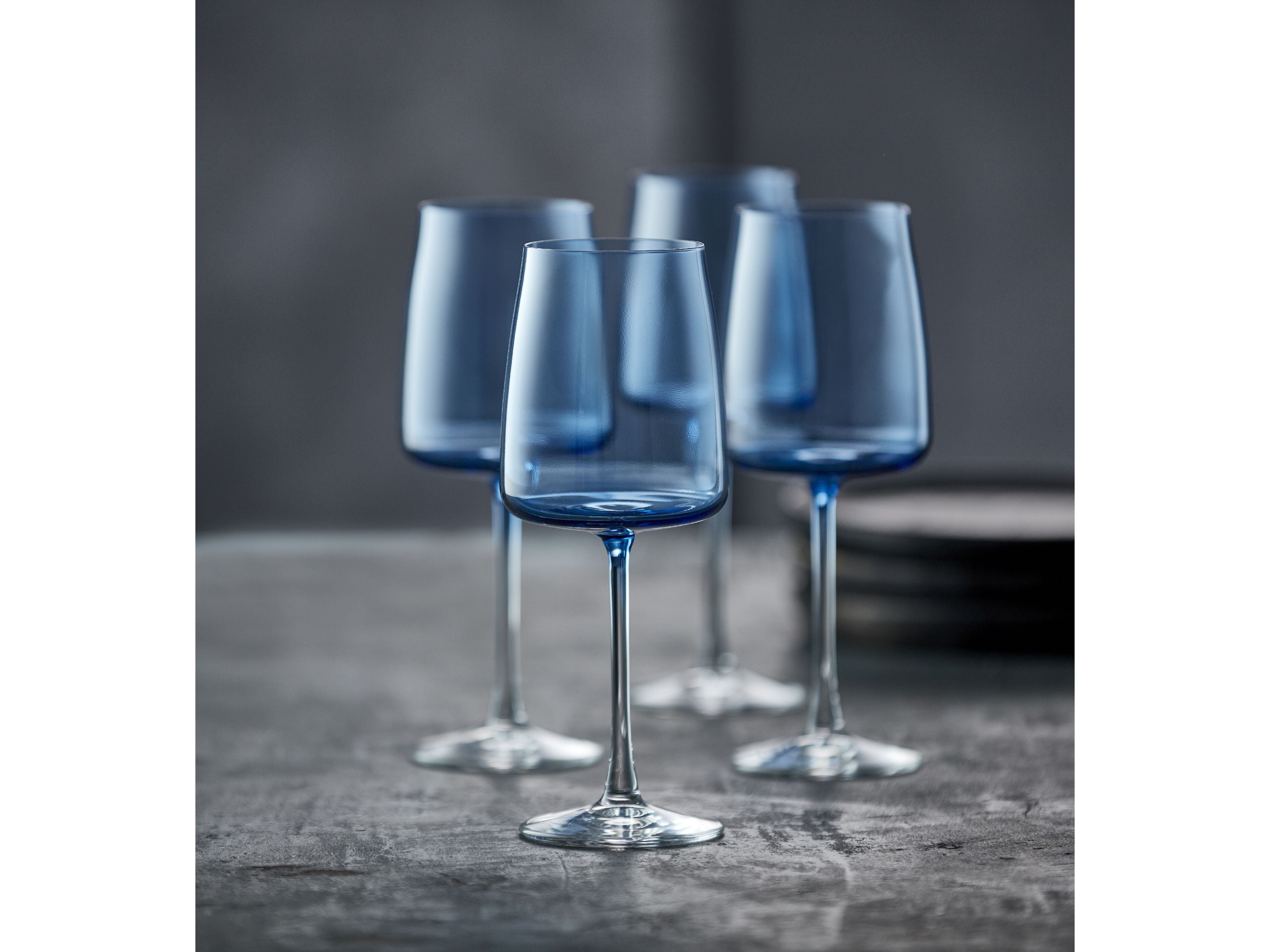 Lyngby Glas Krystal Zero Verre à vin blanc 43 cl 4 pièces, bleu