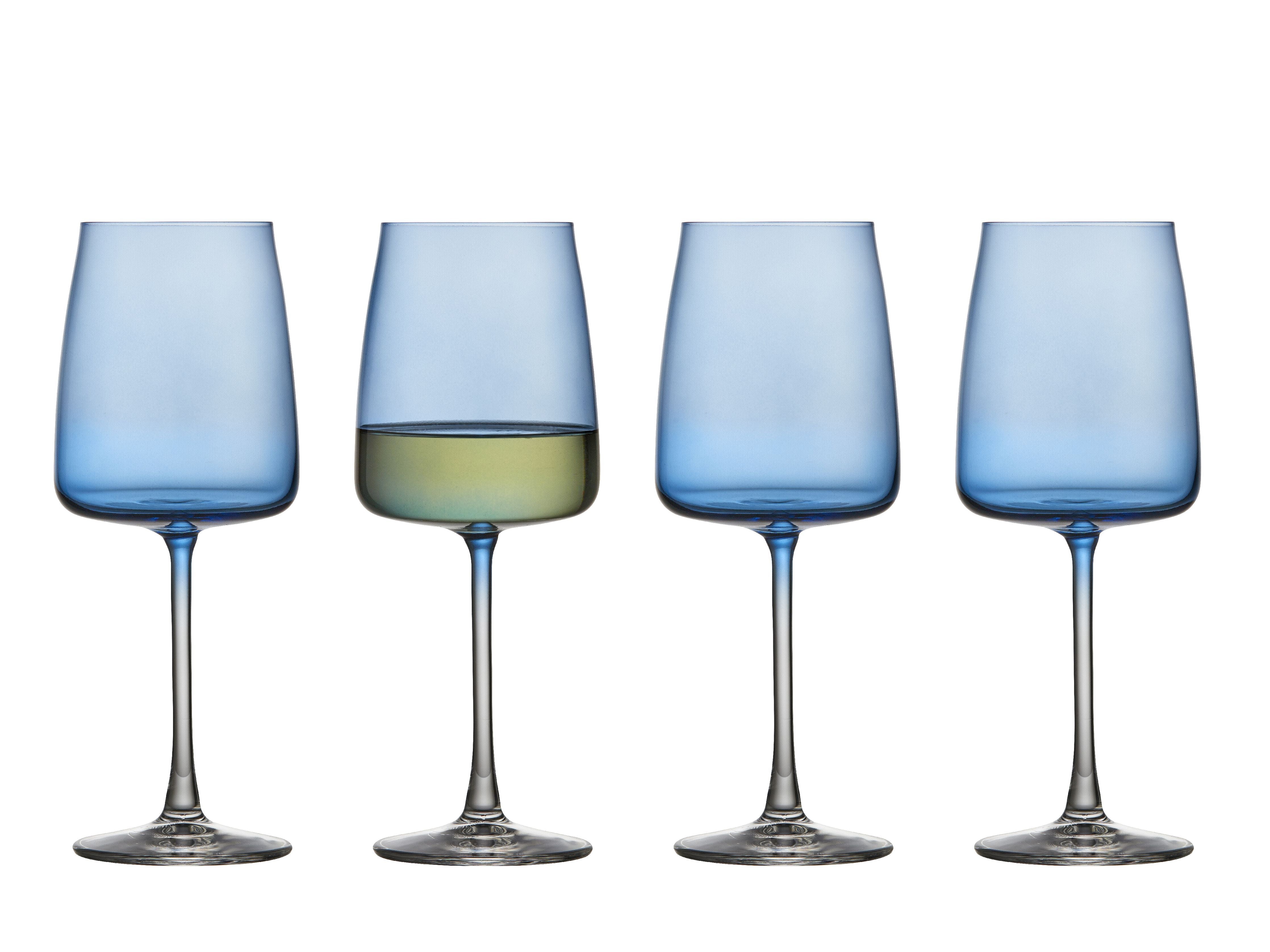 Lyngby Glas Krystal Zero Weißweinglas 43 Cl 4 Stück, Blau