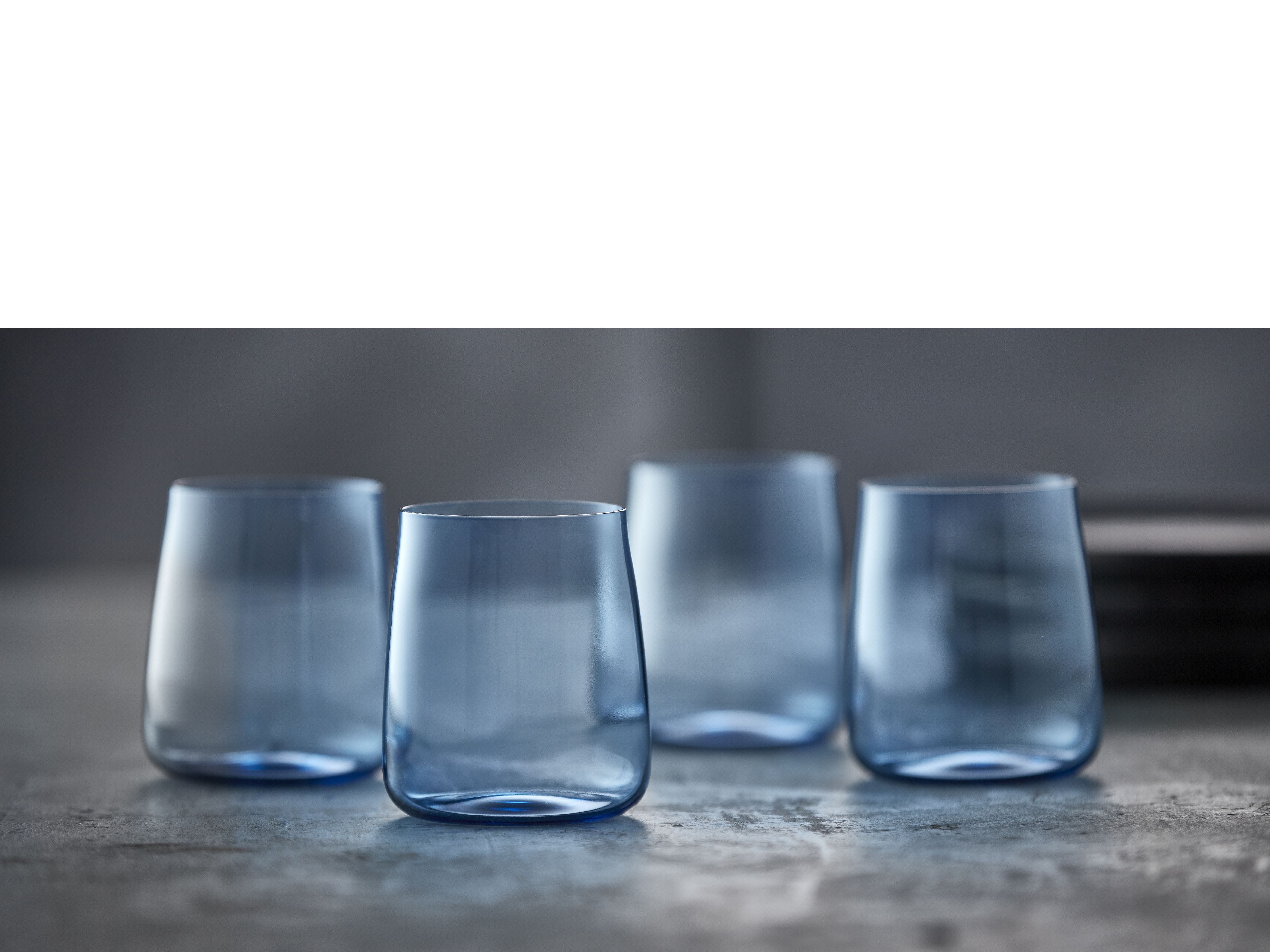 Lyngby Glas Krystal Zero Wasserglas 42 Cl 4 Stück, Blau