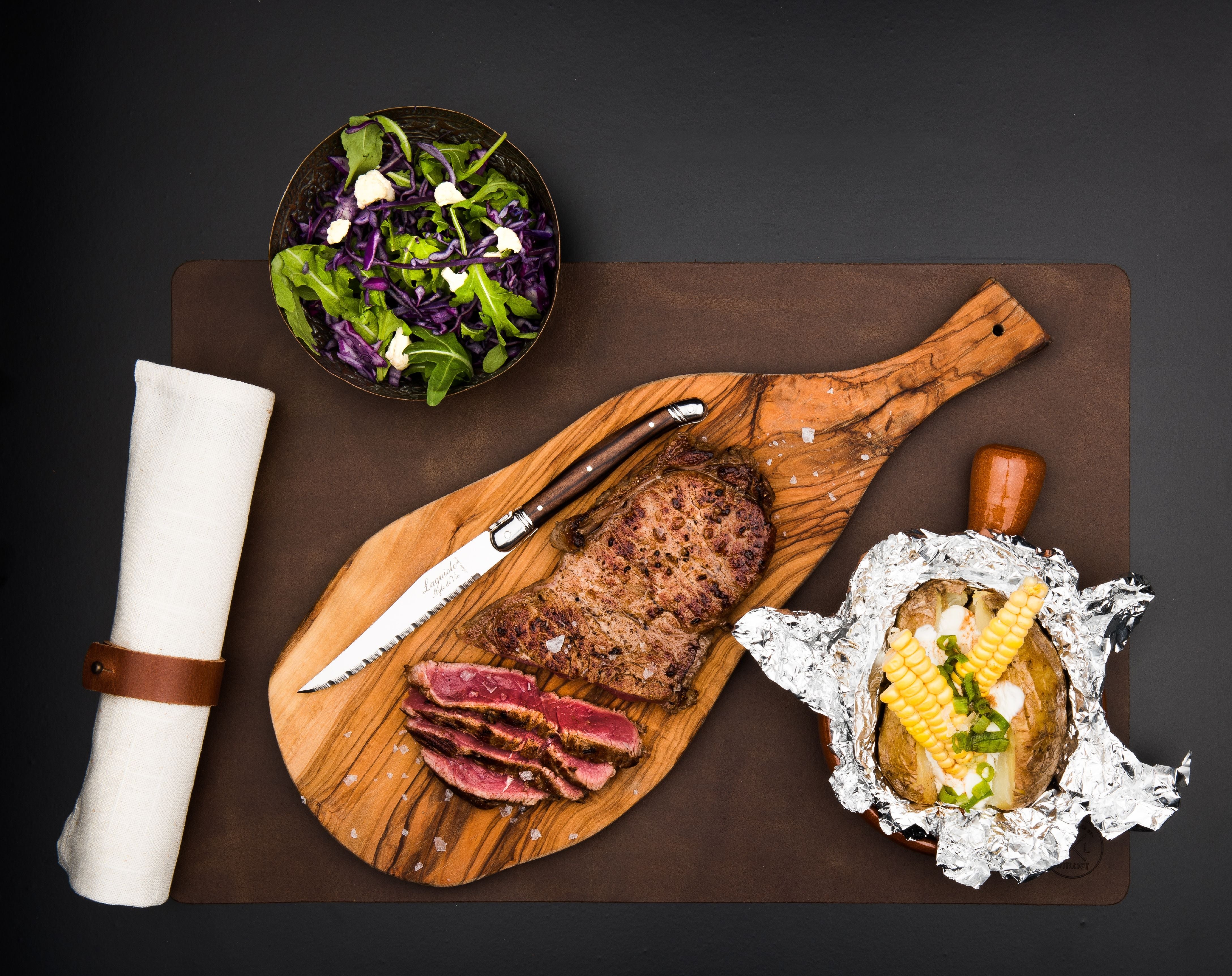 Authentieke Laguiole Premium-levensstijl Line Steakmessen 6-delige set, donker hout