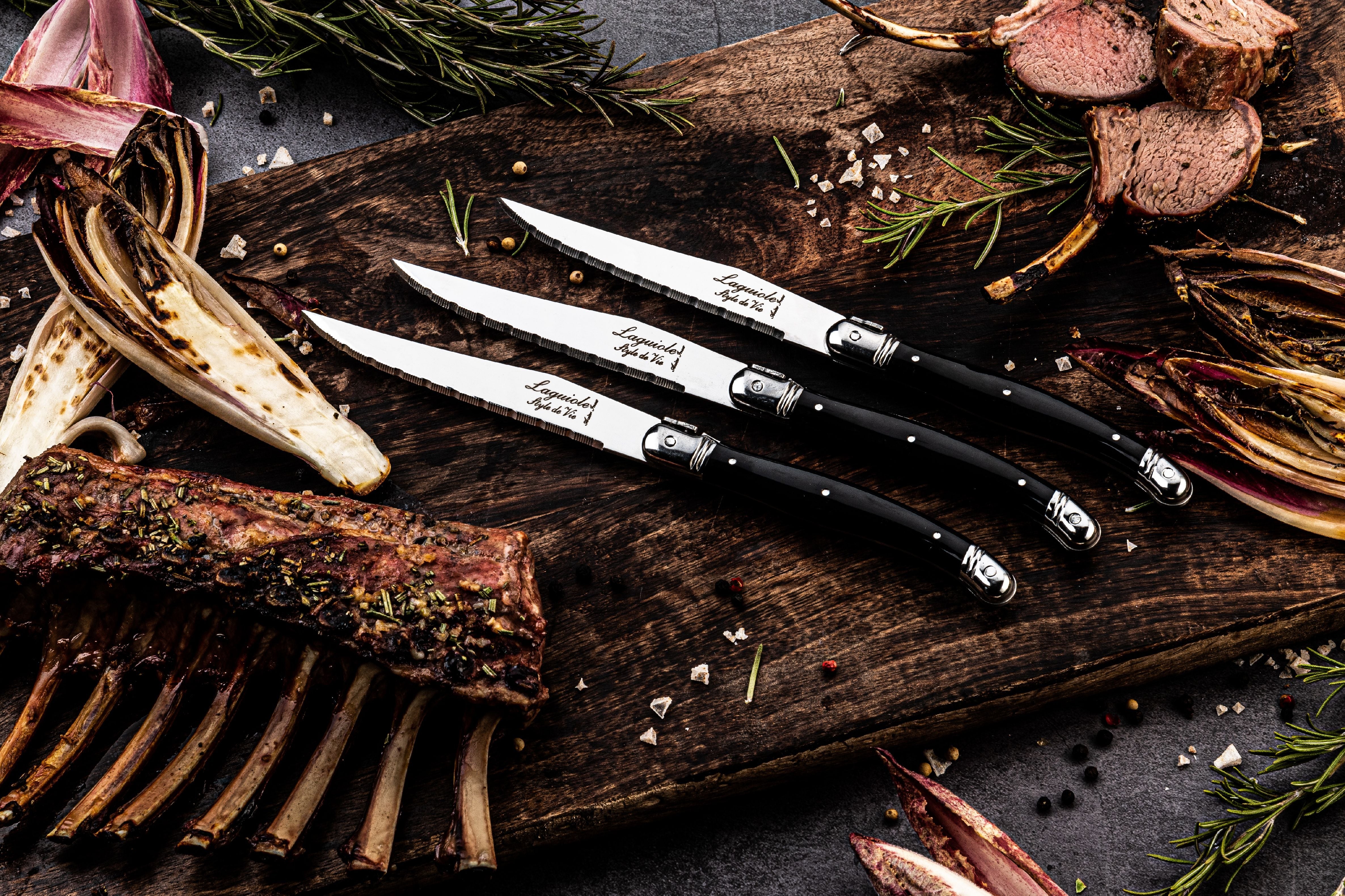 Style De Vie Authentique Laguiole Premium Line Steak Knives 6 pièces de pièce, noir