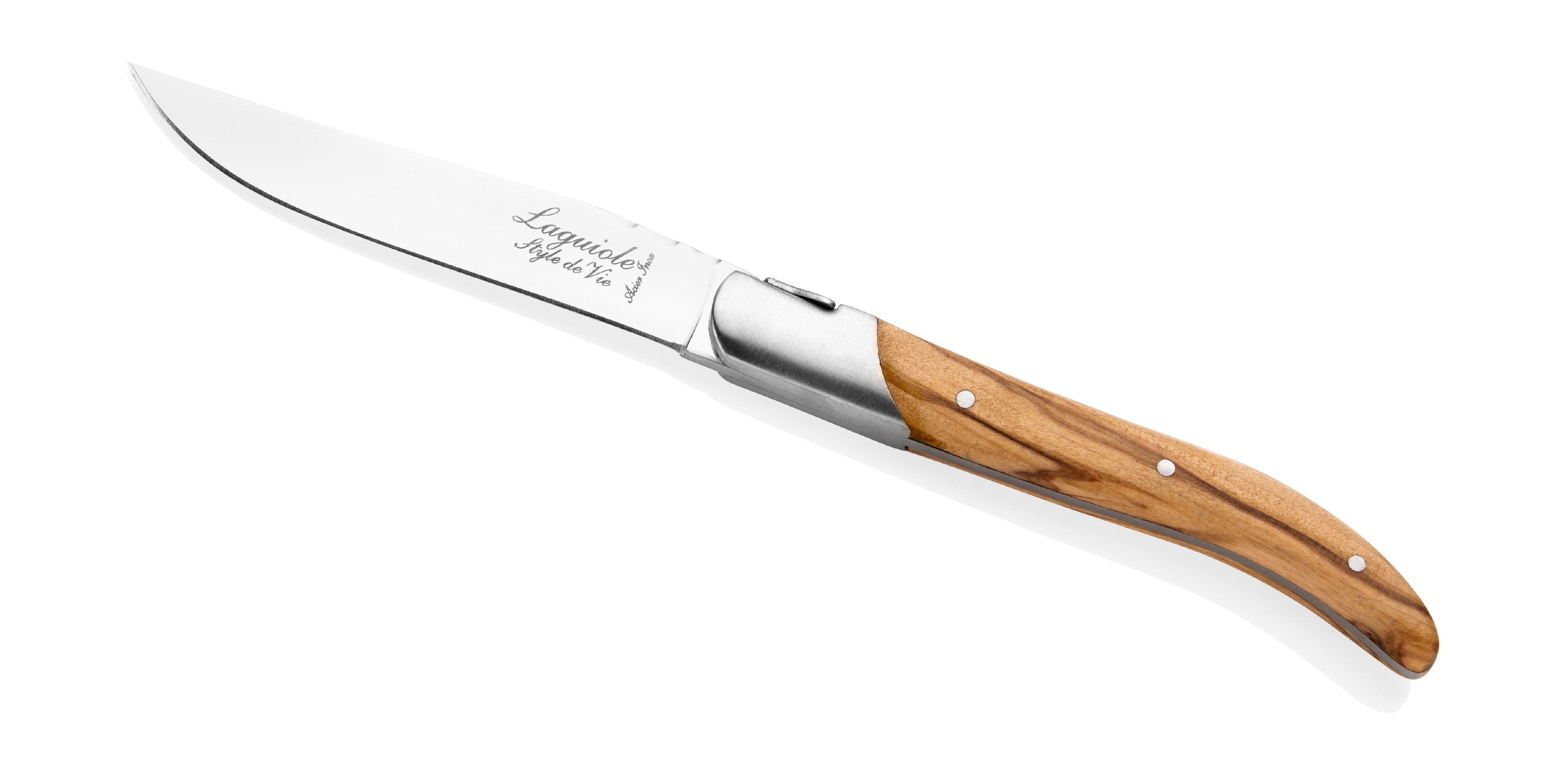 Style De Vie Authentique Laguiole Luxury Line Steak Knives 6 Piece Set, Olive Wood