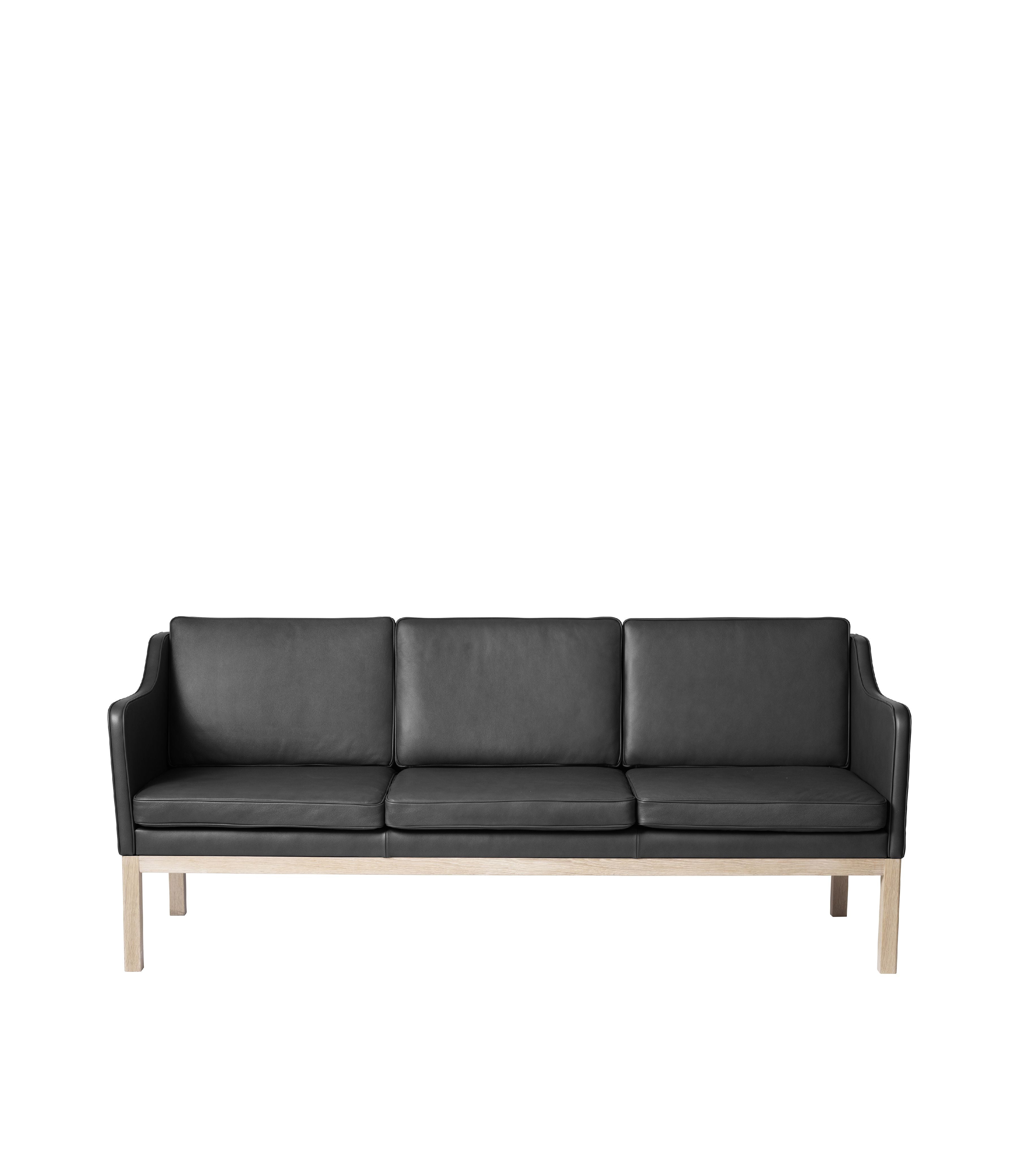 FDBMøblerMk46 Mogens Koch 3 Pers。沙发，橡木/黑色皮革