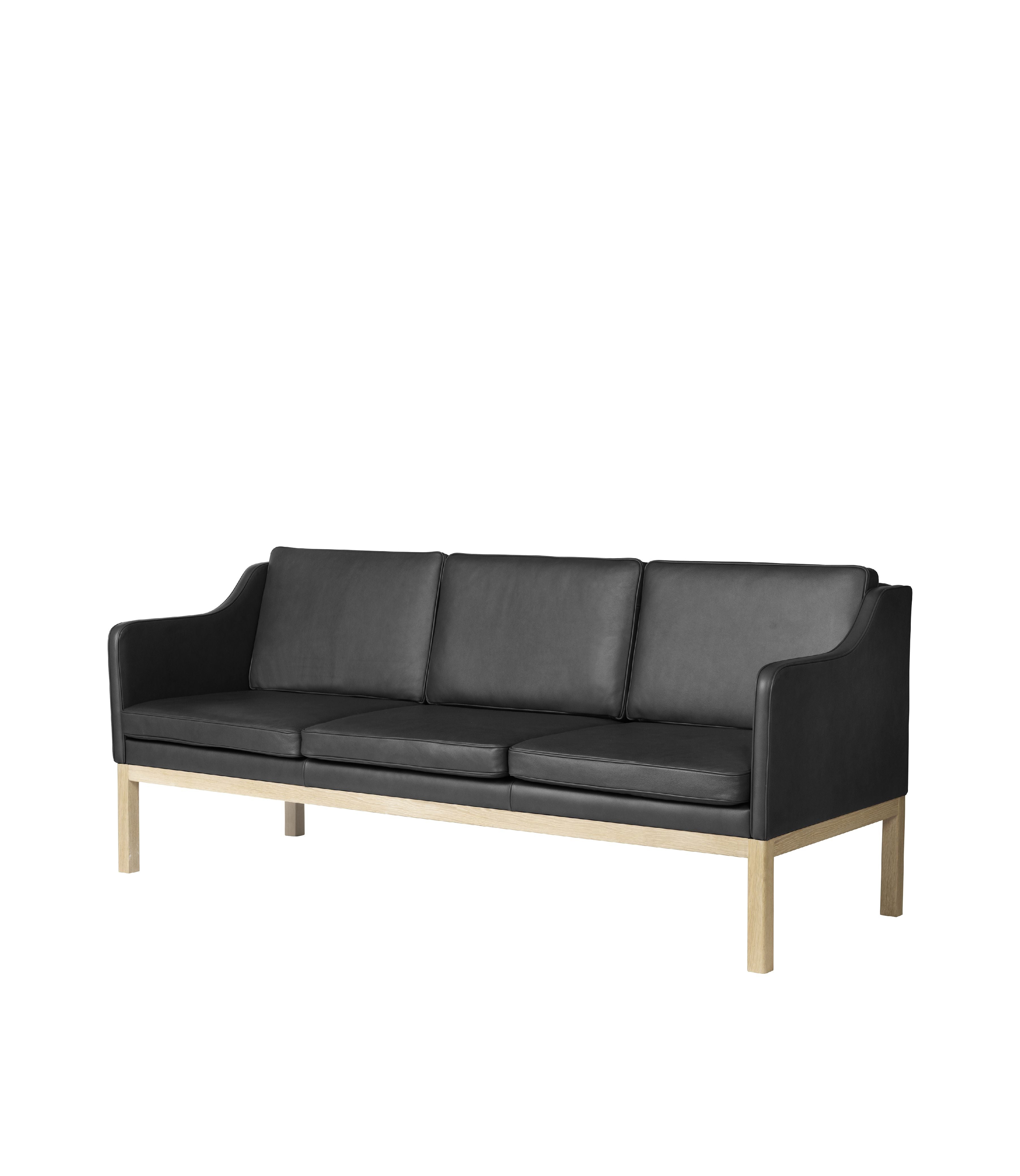 FDBMøblerMk46 Mogens Koch 3 Pers。沙发，橡木/黑色皮革