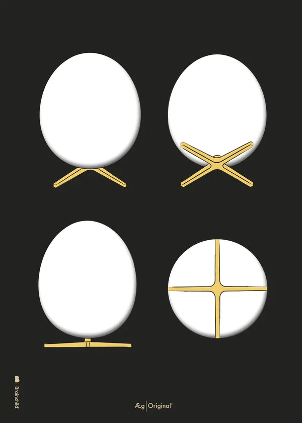 Prepare el cartel de bocetos de diseño de huevos sin marco 50x70 cm, fondo negro