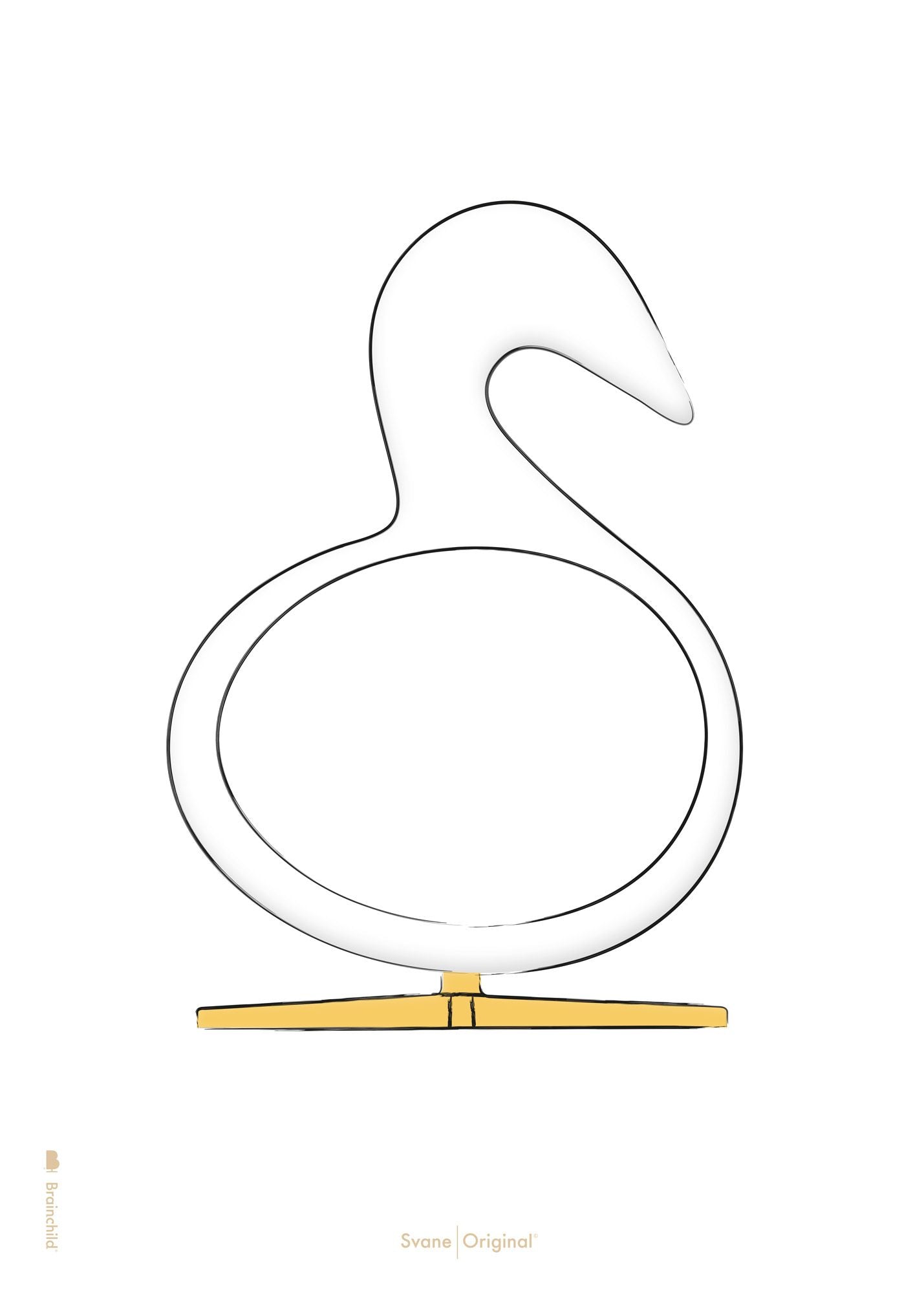 Póster de boceto de diseño de Swan de creación sin marco 70x100 cm, fondo blanco