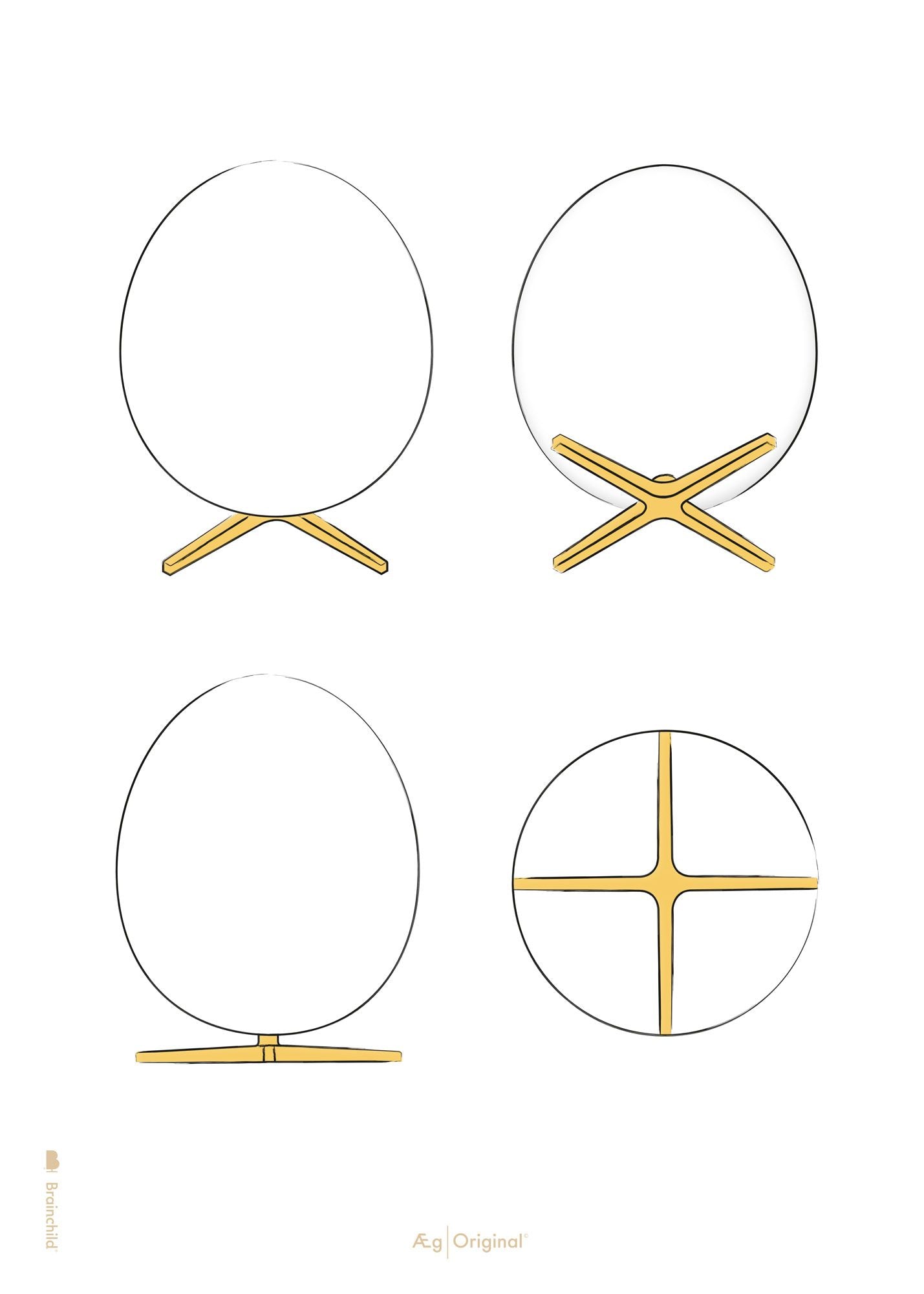 Prepare el cartel de bocetos de diseño de huevos sin marco A5, fondo blanco