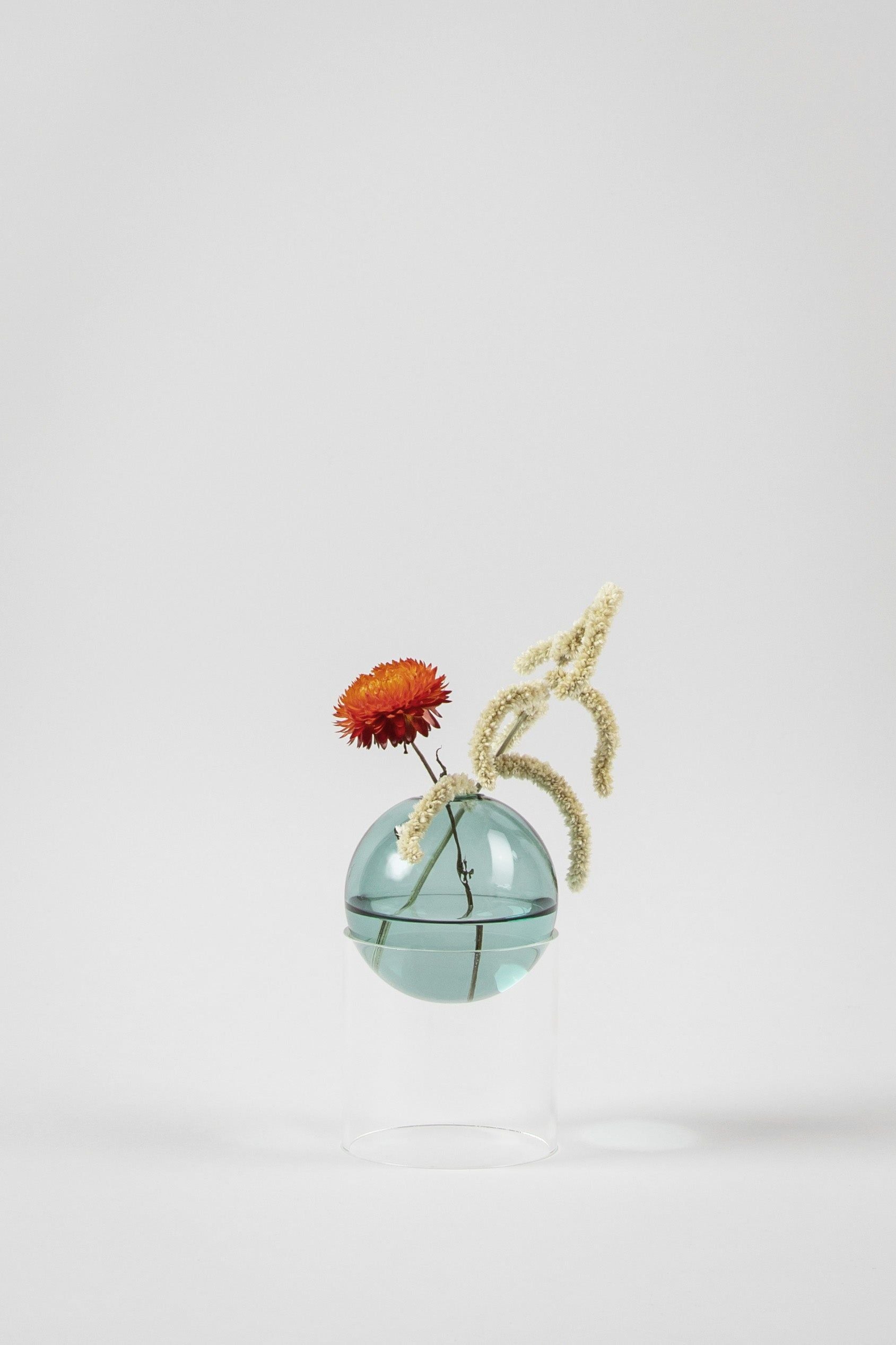 Studio over staande bloemenbubbelvaas 13 cm, cyaan