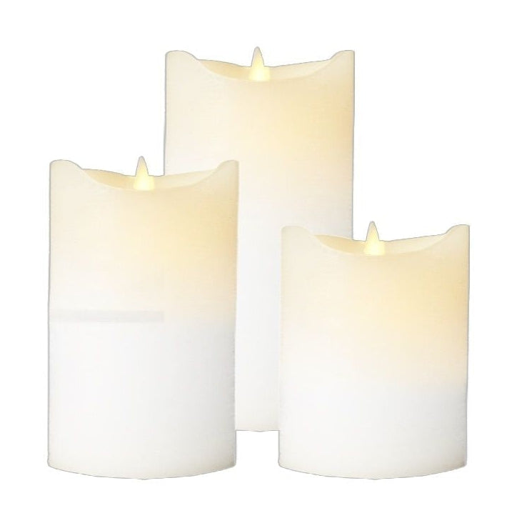 Sirius Sara wiederaufladbare LED -Kerzen -Weiß -Set mit 3 Ø: 7,5 h: 10,5/12,5/15 cm