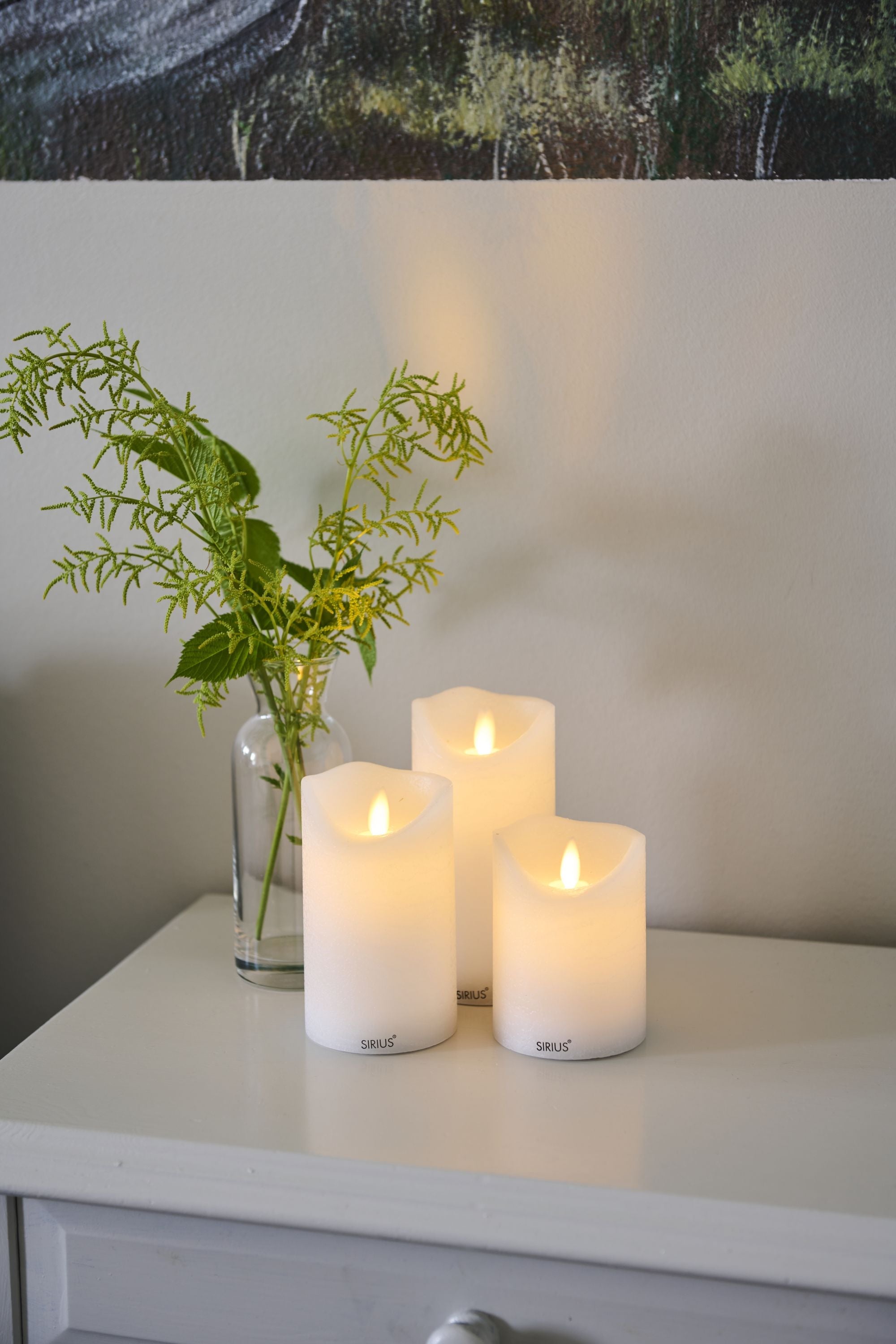 Sirius Sara Rechargeable Led Candle White Set With 3 ø: 7,5 H: 10,5/12,5/15 Cm