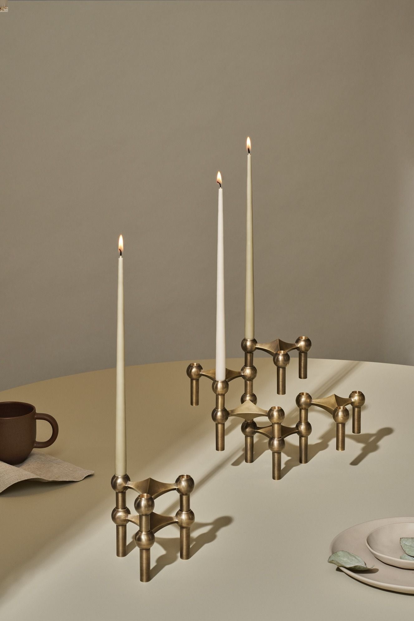 Supporto per candele Nagel Stoff (impostato con 3 pezzi), ottone bronzato