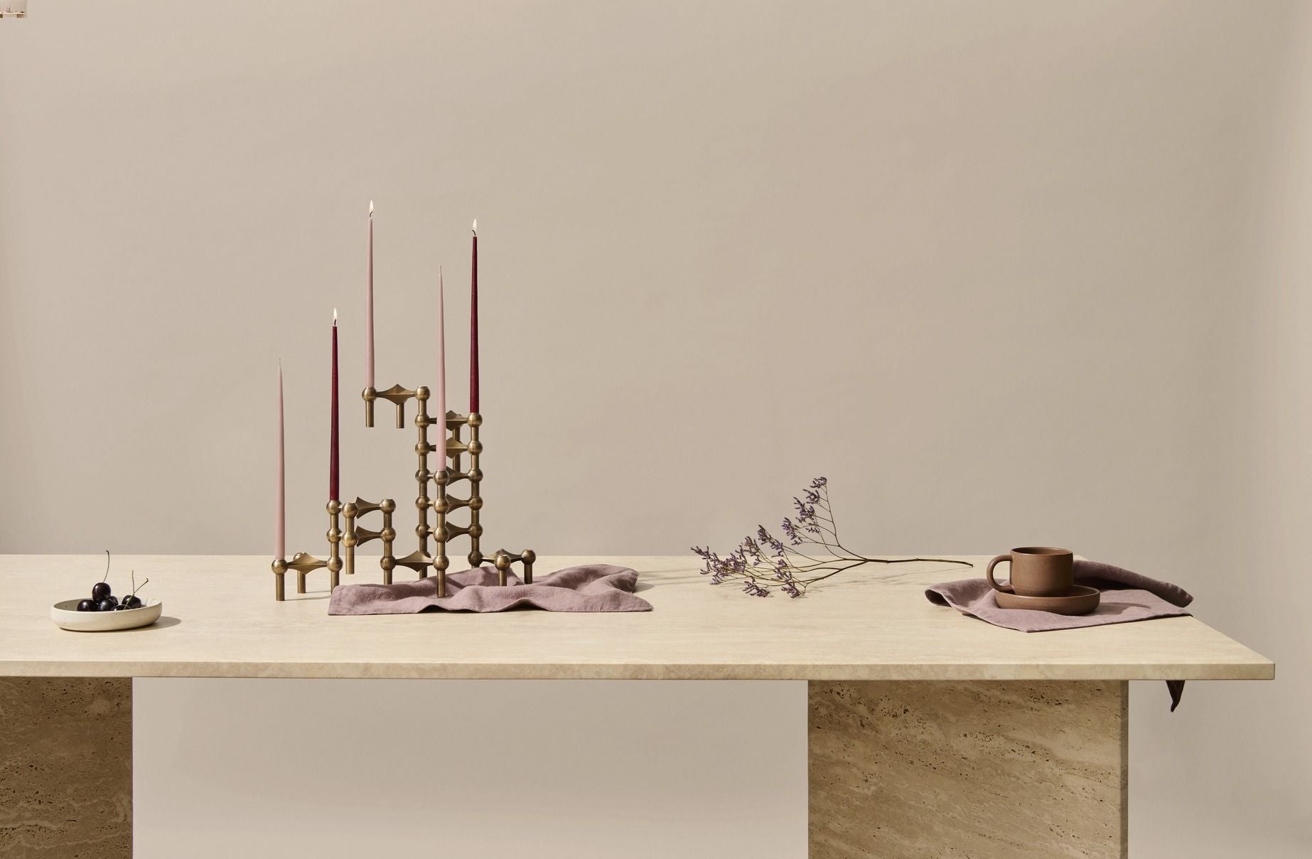 Supporto per candele Nagel Stoff (impostato con 3 pezzi), ottone bronzato