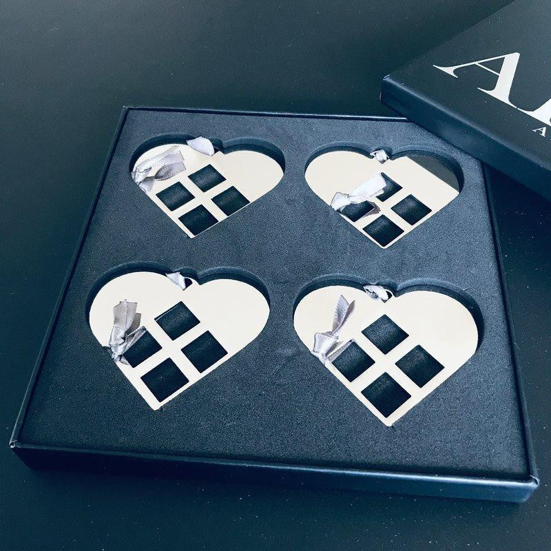 Ai Ries Heart Silver Set Of 4, Small