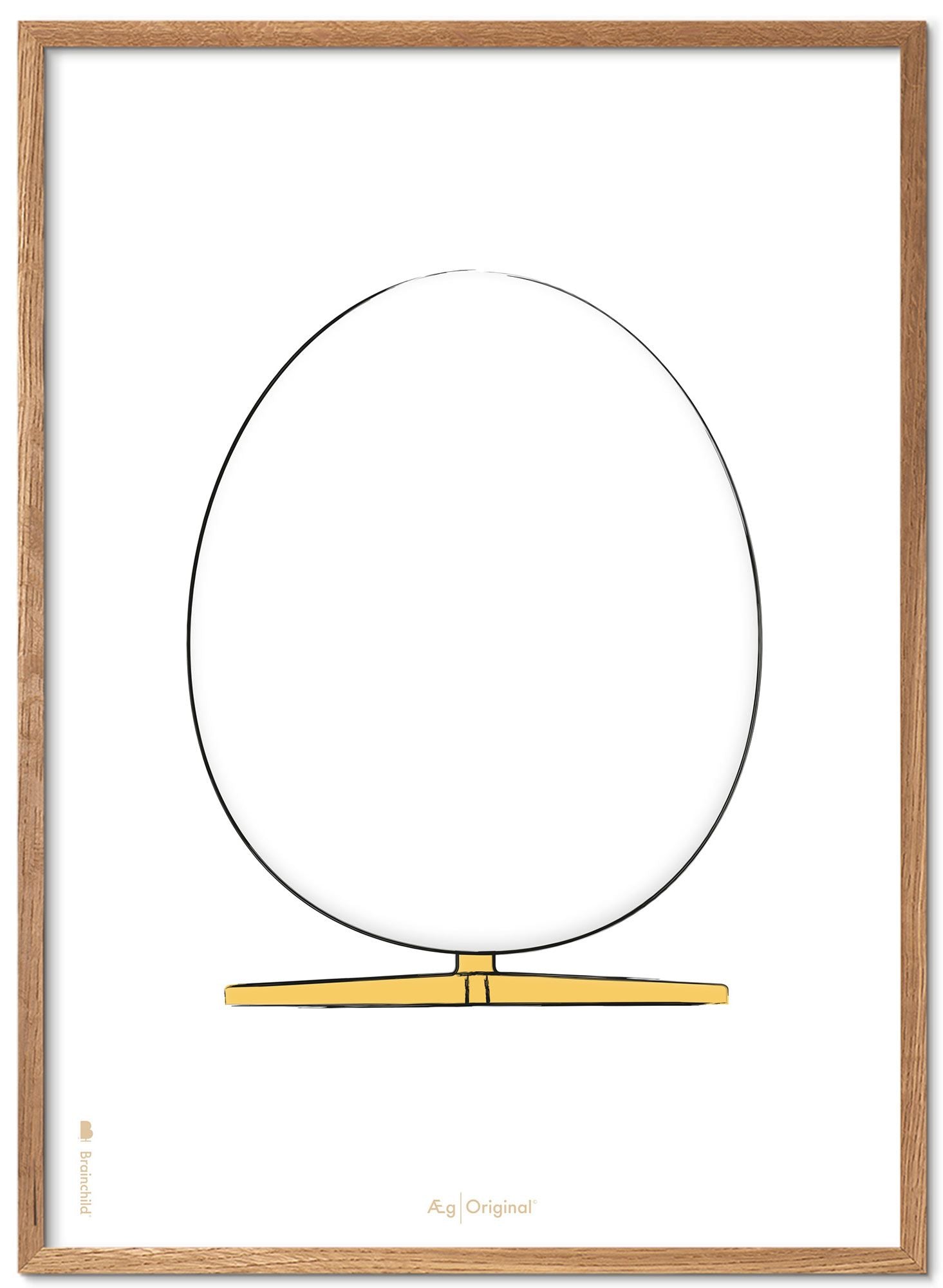 Brainchild The Egg Design Sketch Poster Frame Made Of Light Wood 70x100 Cm, White Background