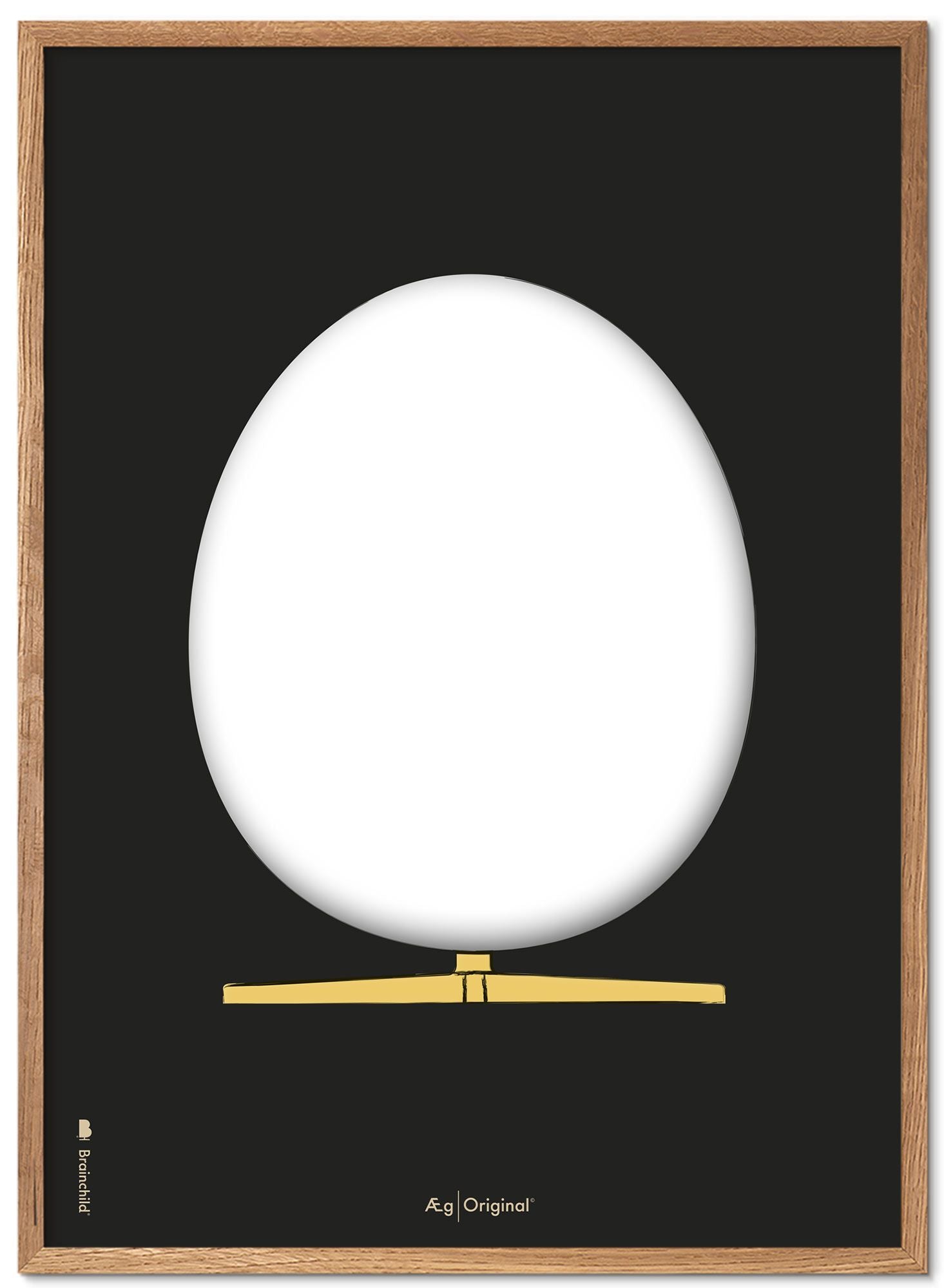 Brainchild The Egg Design Sketch Poster Frame Made Of Light Wood 50x70 Cm, Black Background