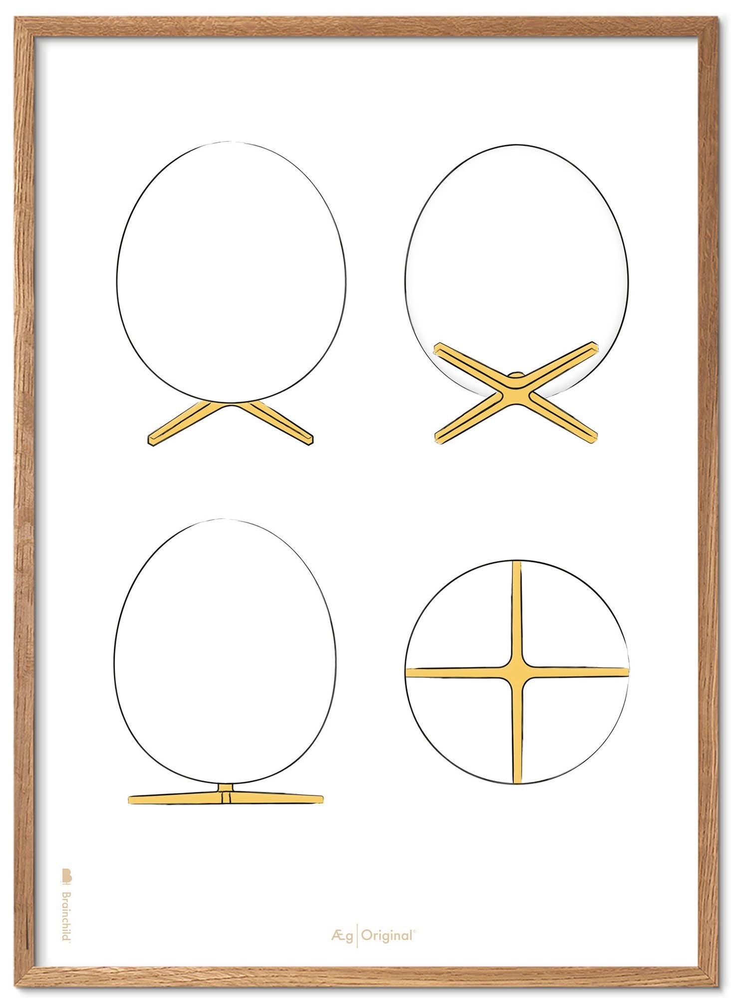 Brainchild the Egg Design Sketches Poster Frame in legno chiaro A5, sfondo bianco
