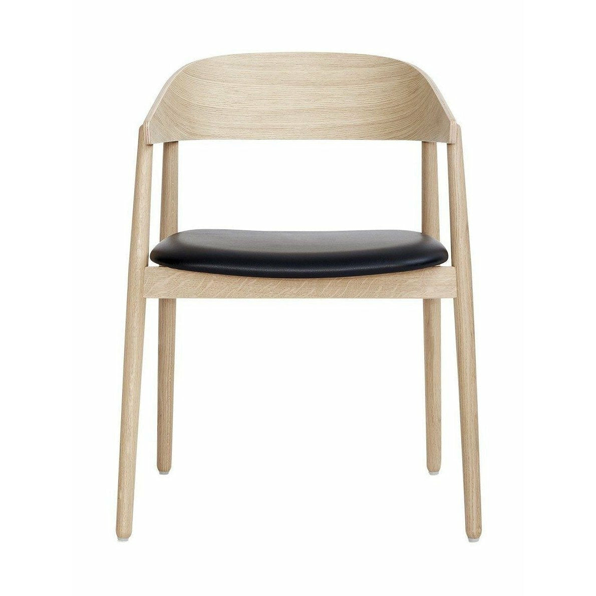 Andersen Furniture AC2 stoel eiken wit gepigmenteerd gelakte, zwart lederen stoel