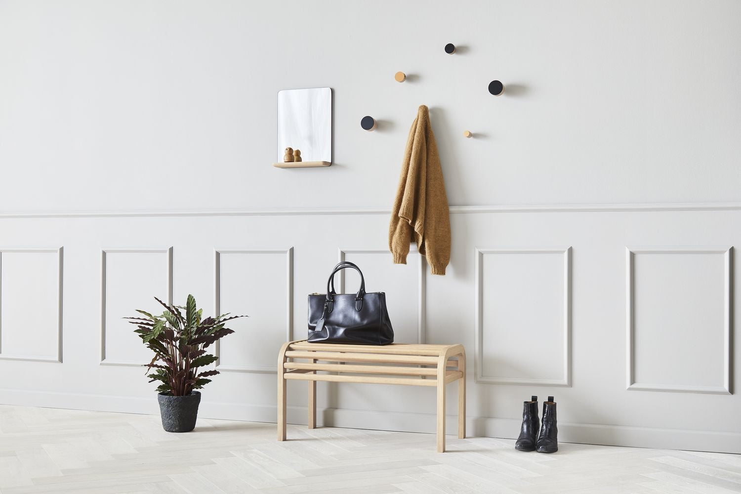 Andersen Furniture Ensemble de crochet de contraste de 2 Ø3 cm, chêne / noir