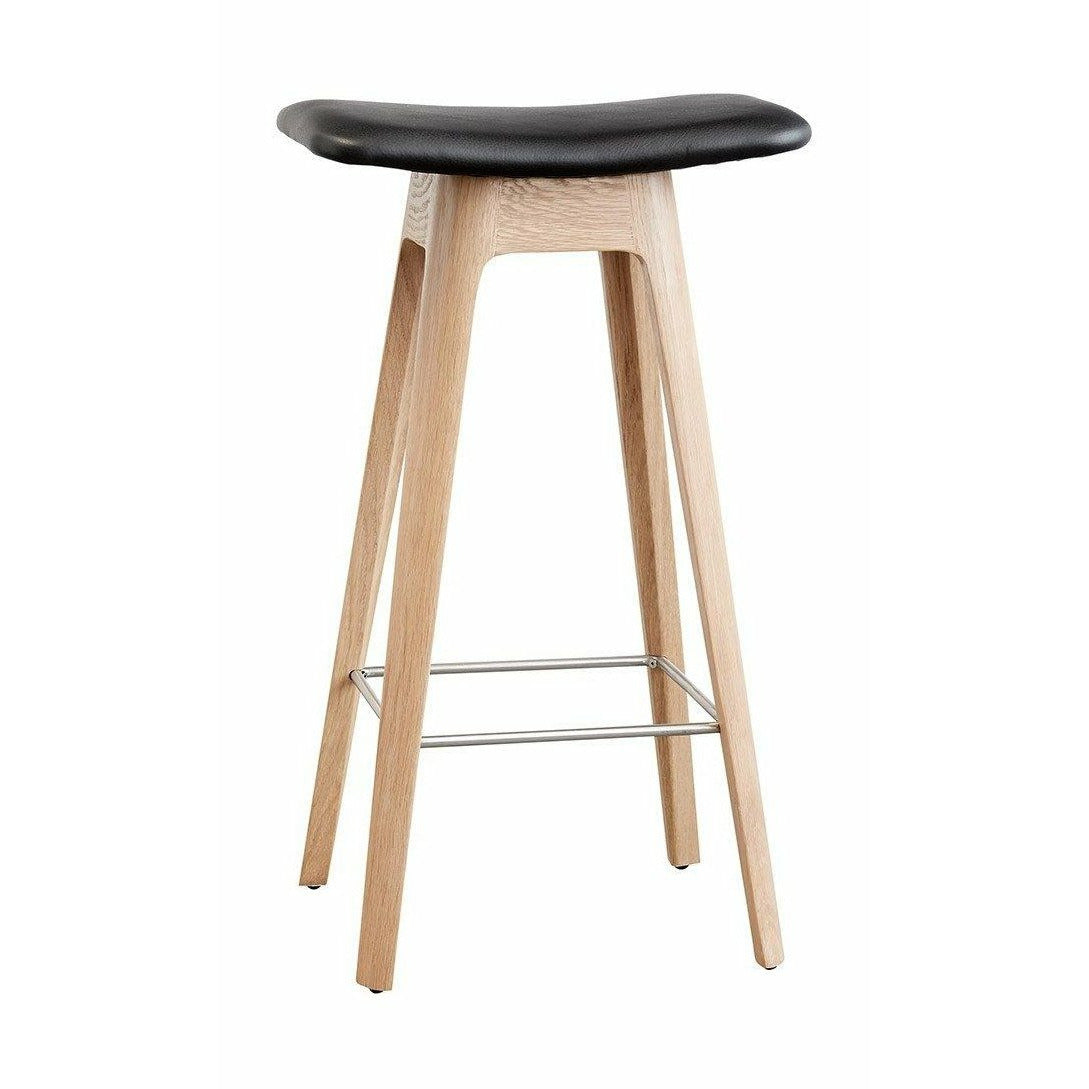 Andersen家具HC1酒吧凳橡木，黑色皮革座椅，H 67厘米