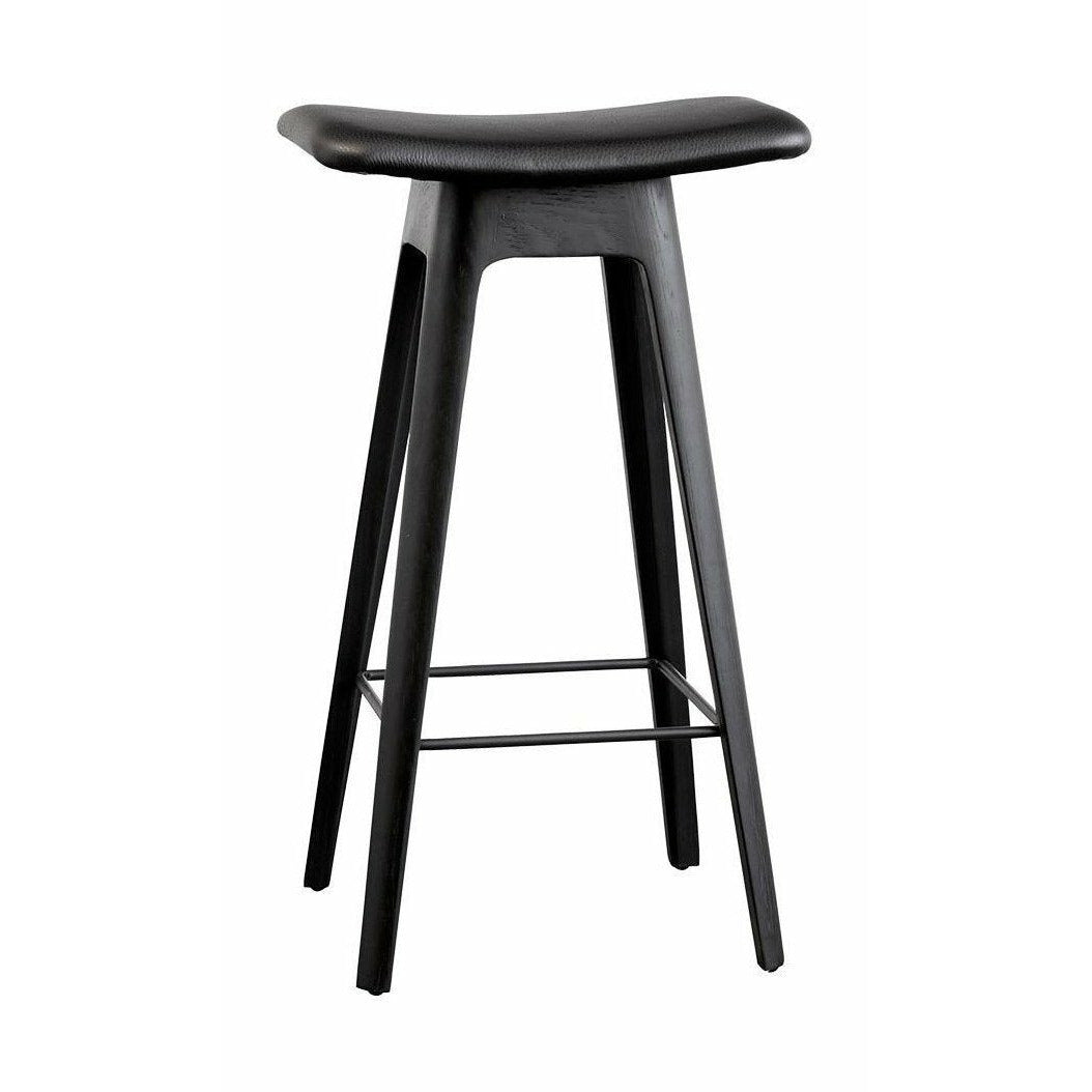 Andersen Furniture Tabouret de bar HC1 Chêne noir, siège en cuir noir, h 67 cm