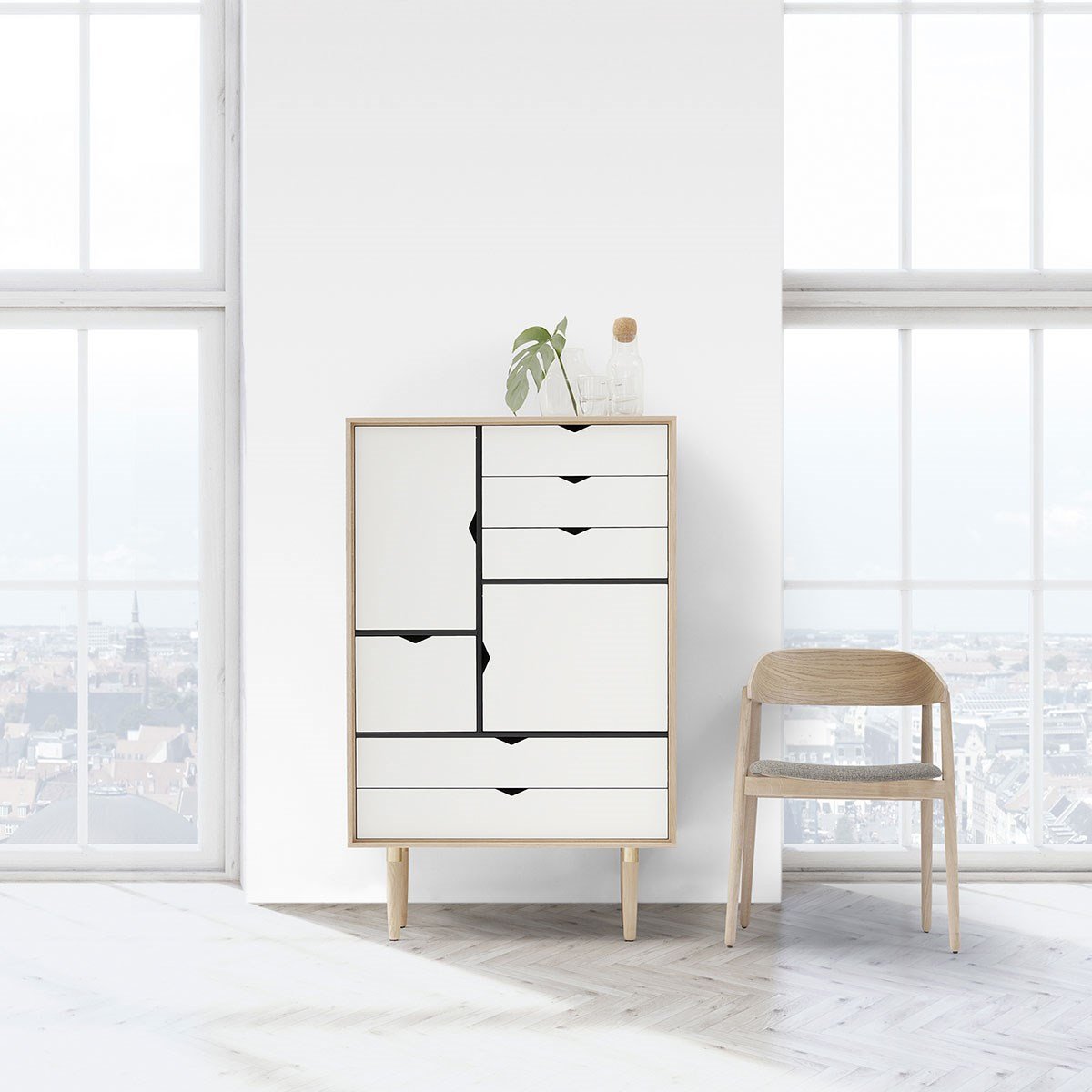 Andersen Furniture S5 kabinet sæbe eg, hvid front