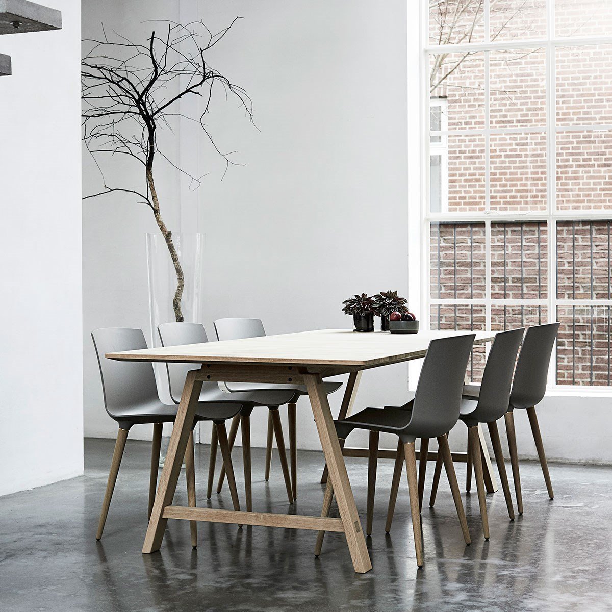 Andersen Furniture T1 Table Table extensible, stratifié blanc, chêne savonné, 160 cm