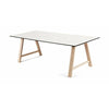 Andersen Furniture T1 Uitbreidbare tafel, wit laminaat, Soaped Oak, 180 cm