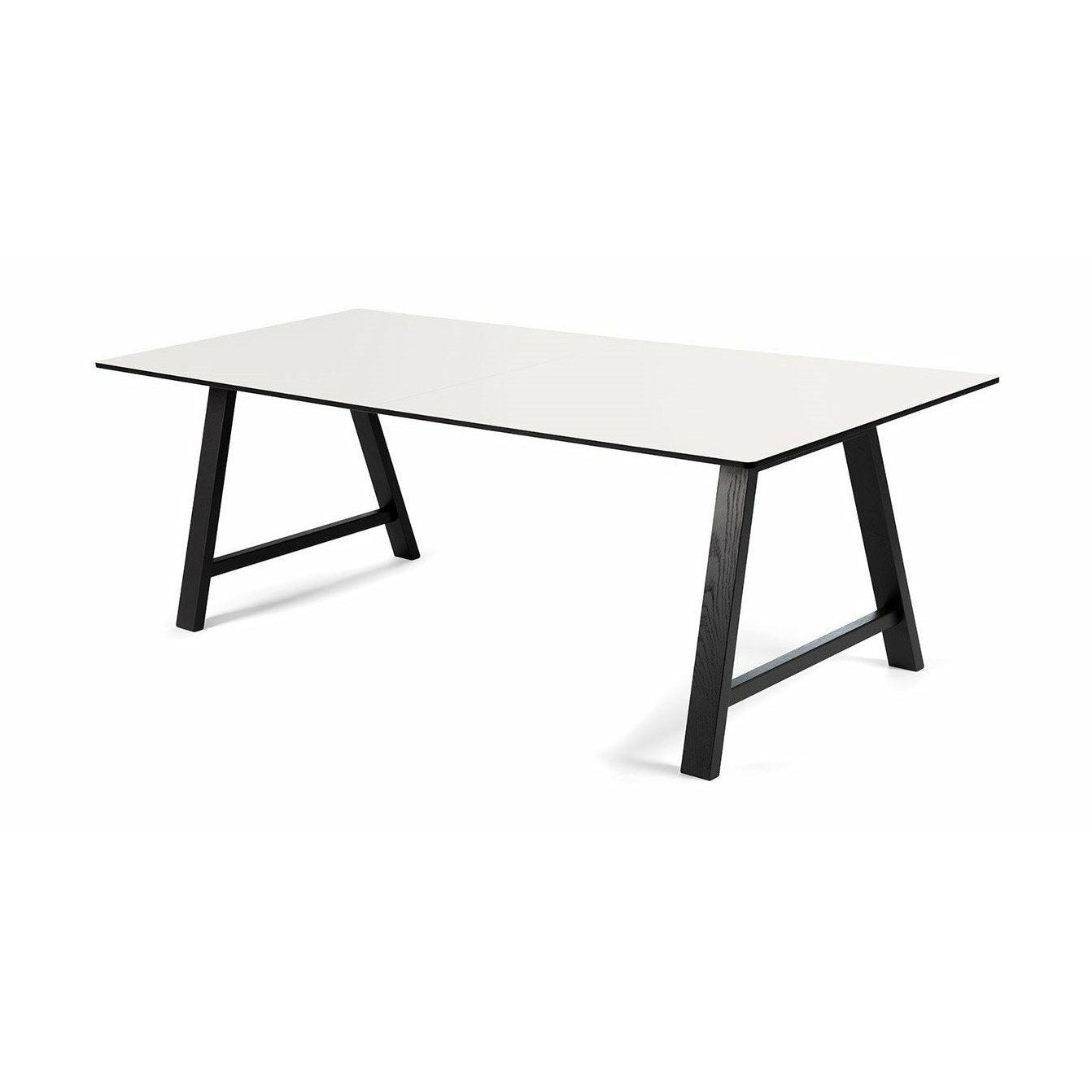 Andersen Furniture T1 Uitbreidbare tabel, wit laminaat, zwart frame, 160 cm