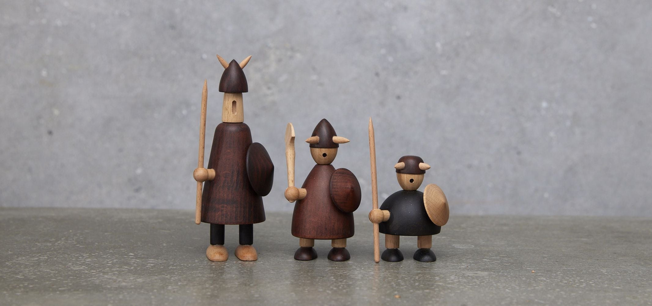 Andersen Furniture Les Vikings du Danemark Wooden Figure, ensemble de 3