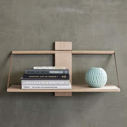 Andersen Furniture Wood Wall Shelf, Black Oak, Large