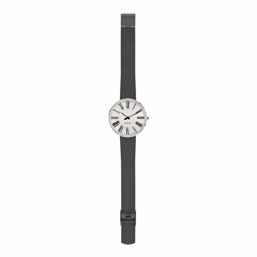 Arne Jacobsen Roomalainen kello 34 mm, teräs/valkoinen/harmaa