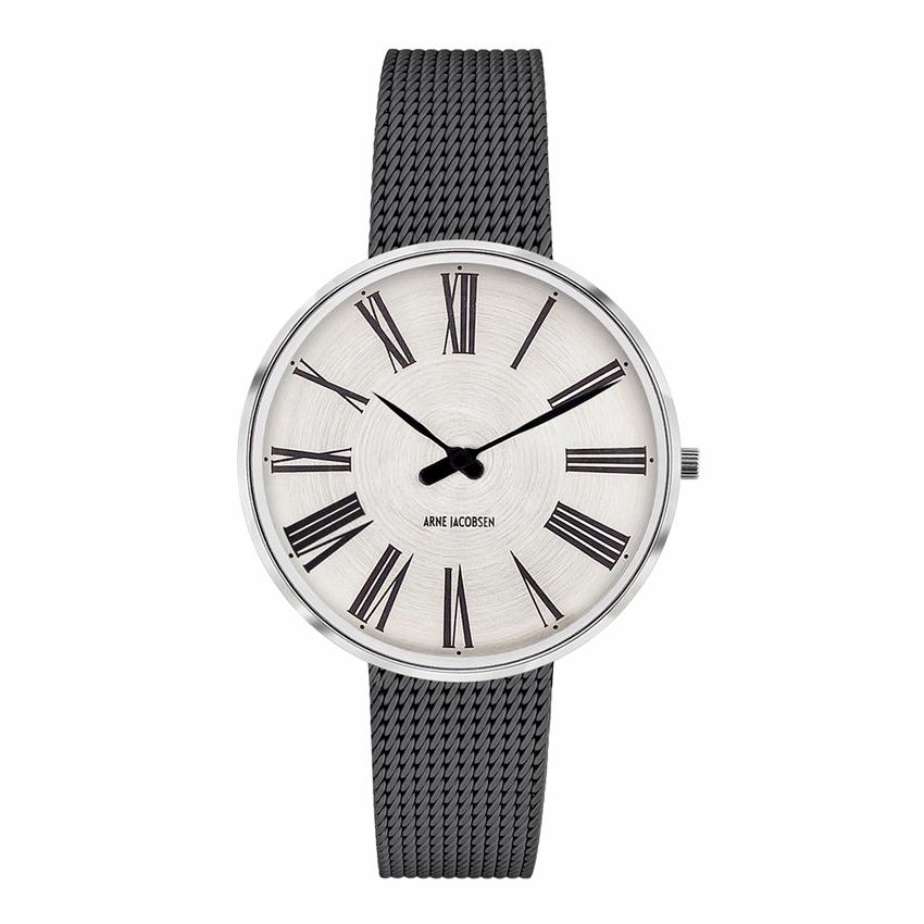 Arne Jacobsen Romano Reloj 34 mm, acero/blanco/gris